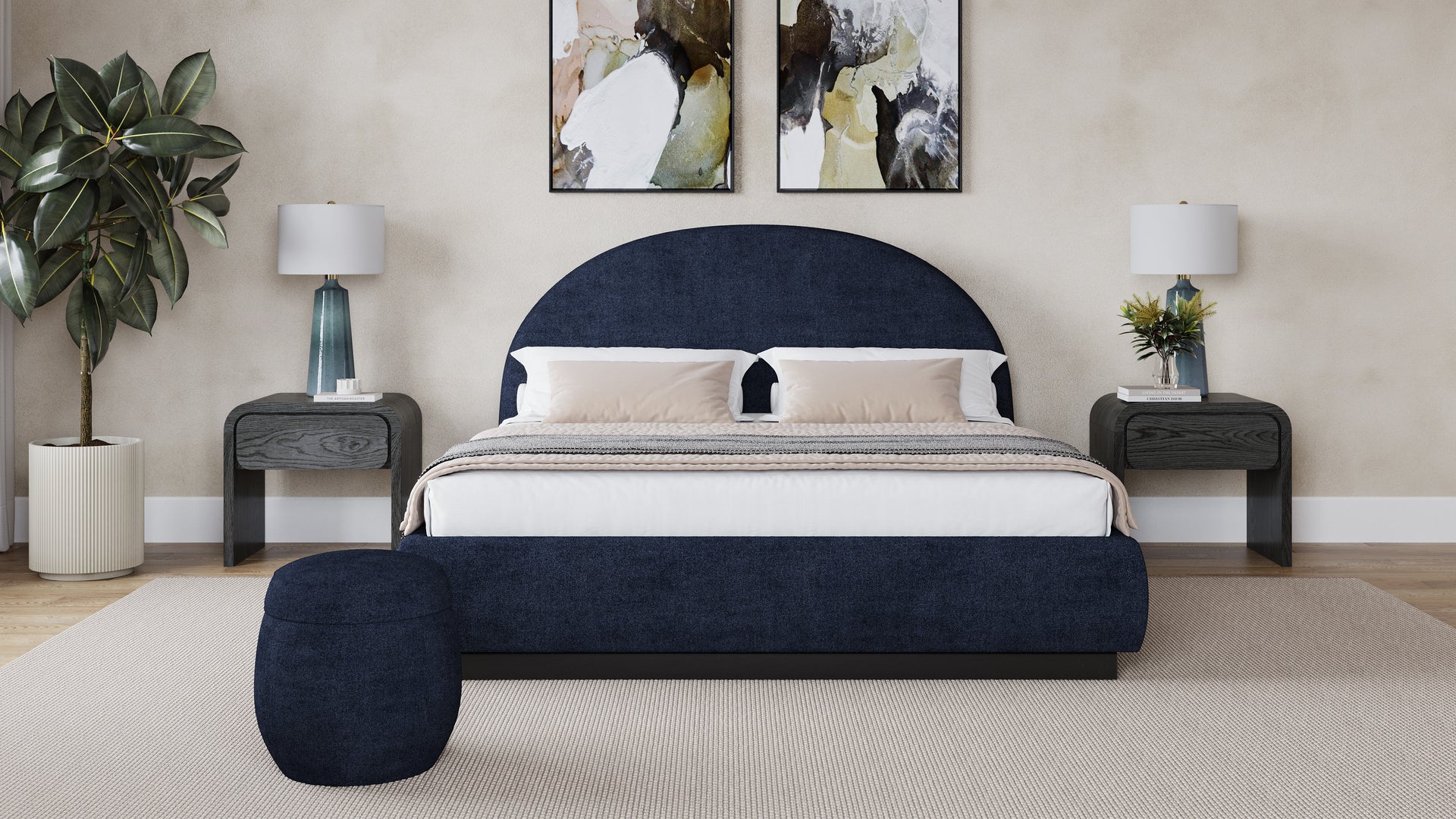 Flex Upholstered Bed in Blue Jeans Chenille - What A Room