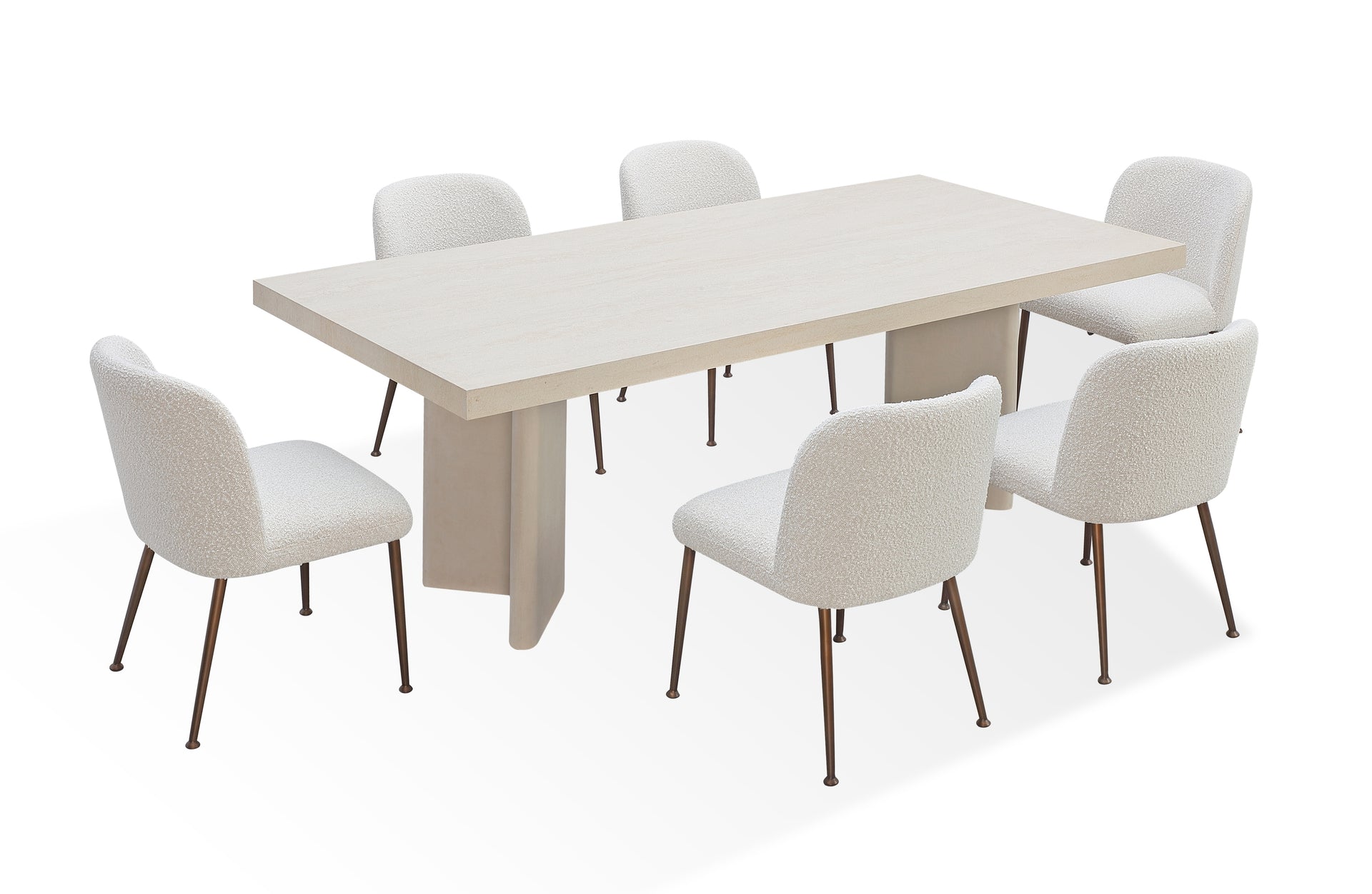 Caye Stone Top Double Pedestal Dining Table with Ivory Cement Base - What A Room