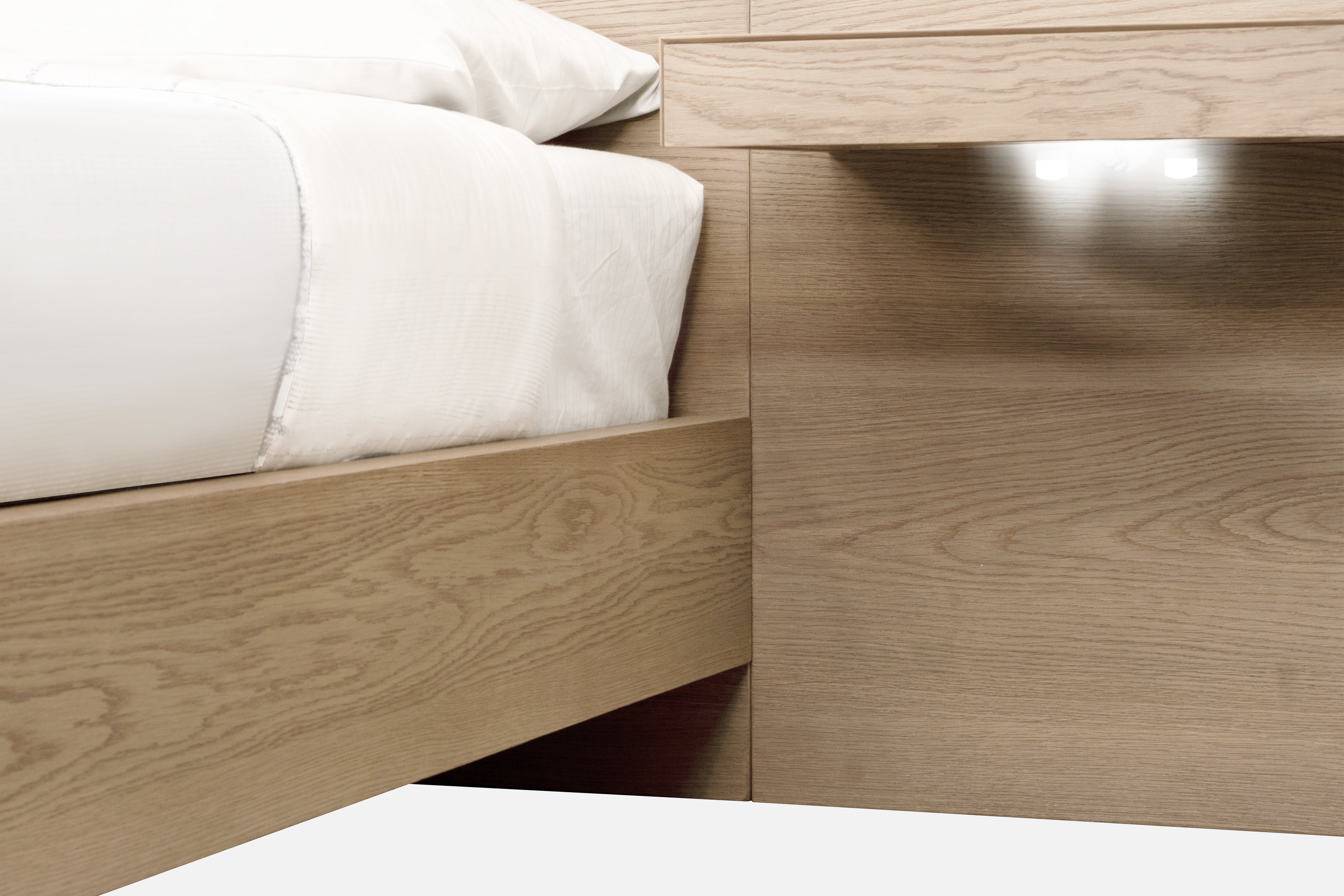 One Coastal Modern Live Edge Wall Bed with Floating Nightstands in Bisque - What A Room