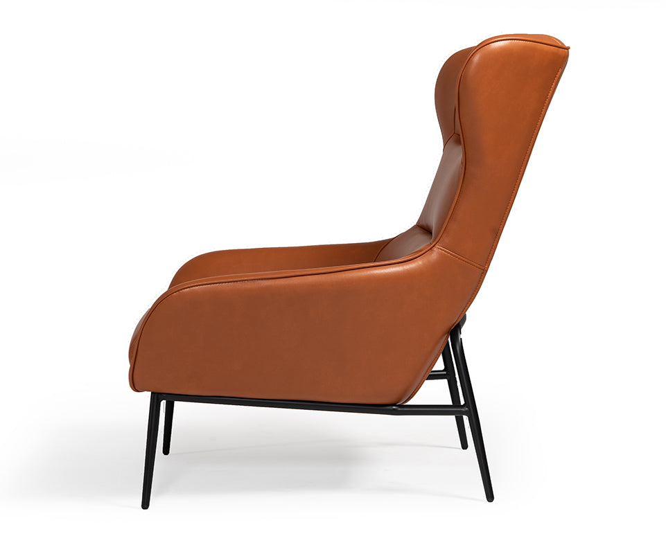 Divani Casa Susan Modern Orange Leatherette Lounge Chair - What A Room
