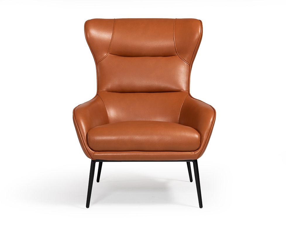 Divani Casa Susan Modern Orange Leatherette Lounge Chair - What A Room