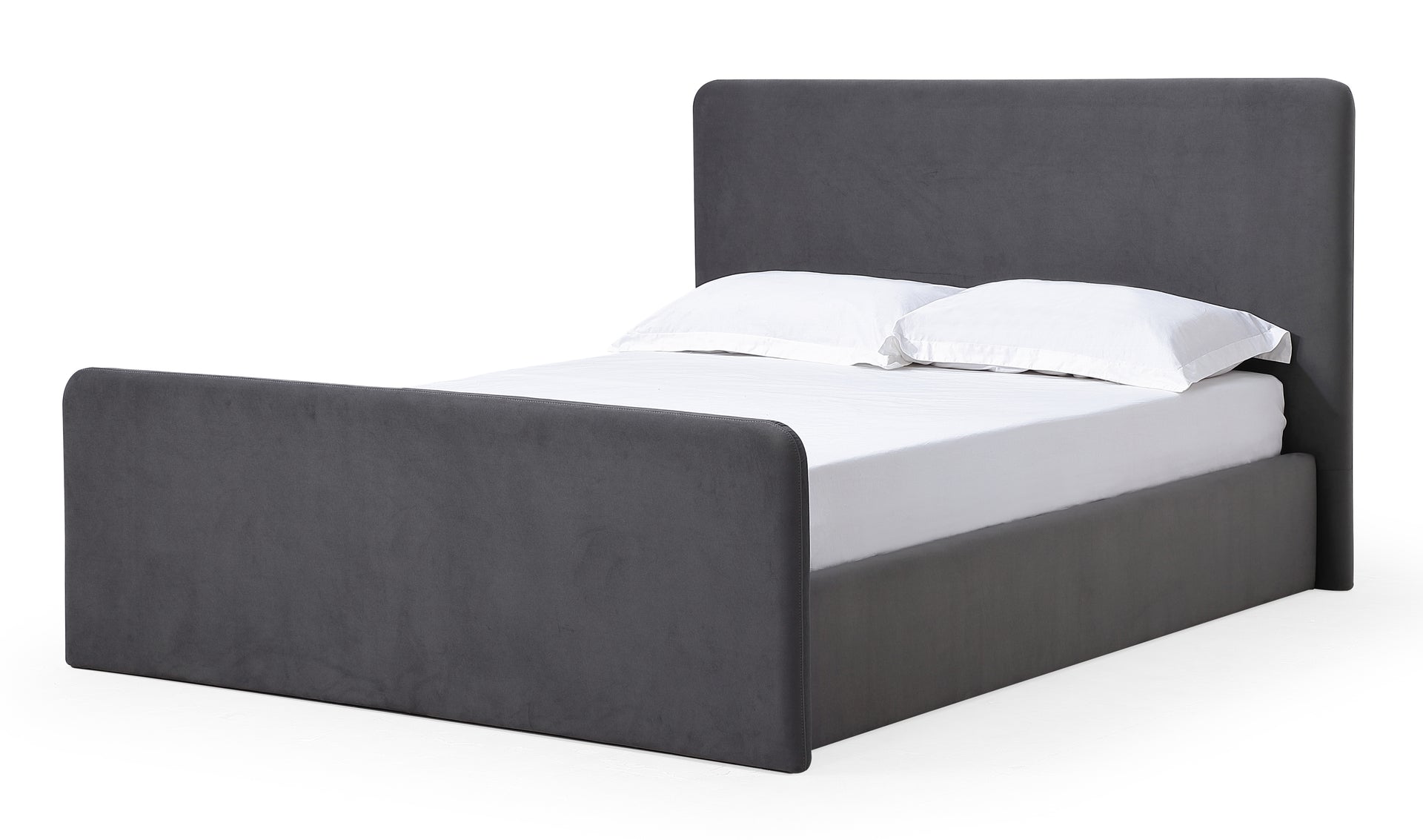 Elora Fully Upholstered Platform Bed in Charcoal Velvet - What A Room