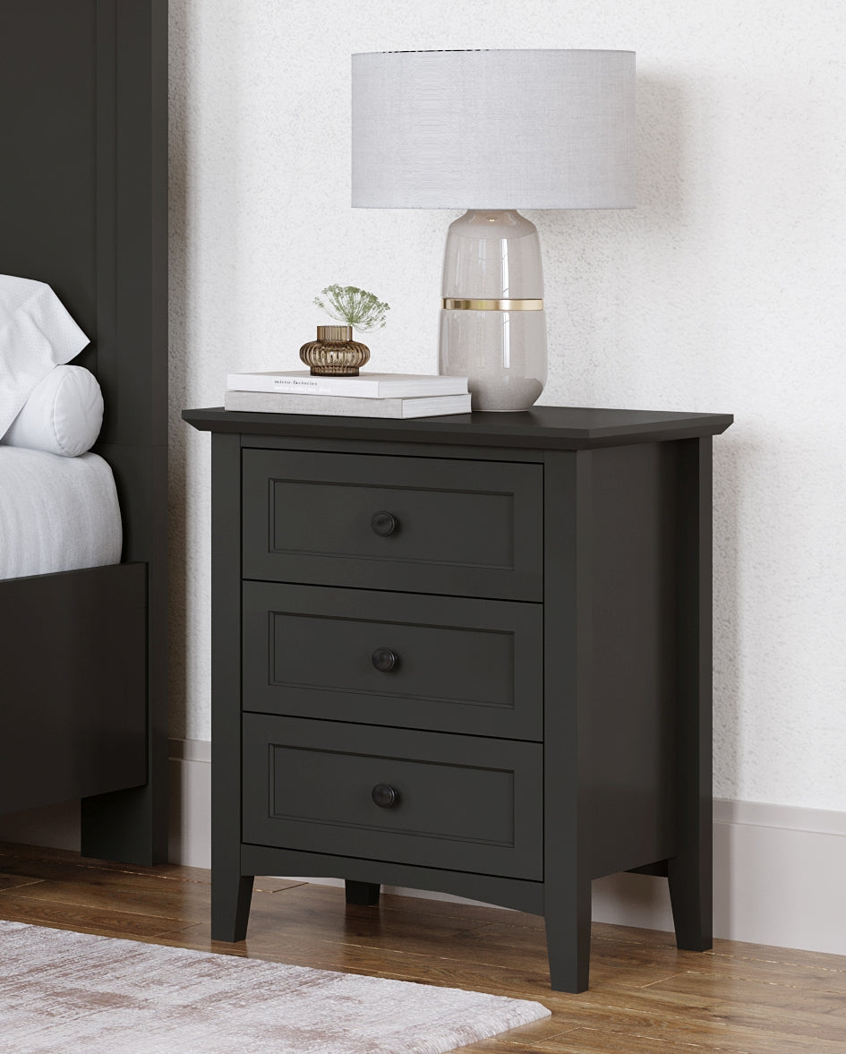 Grace Three Drawer Nightstand in Raven Black - What A Room
