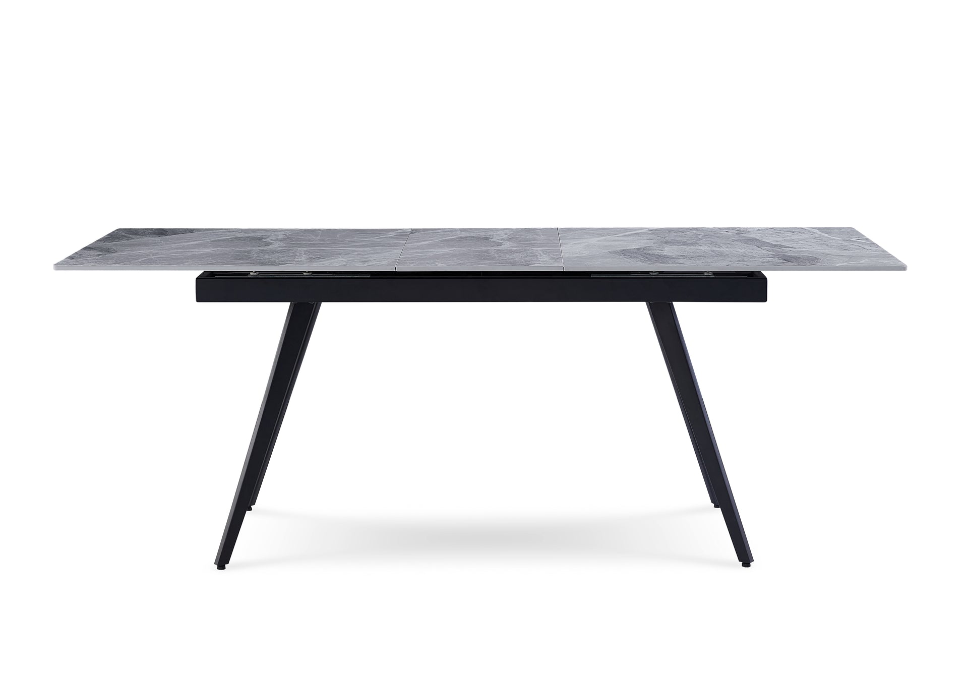 Lucia Extendable Stone Top Metal Leg Dining Table in Piedra and Black - What A Room