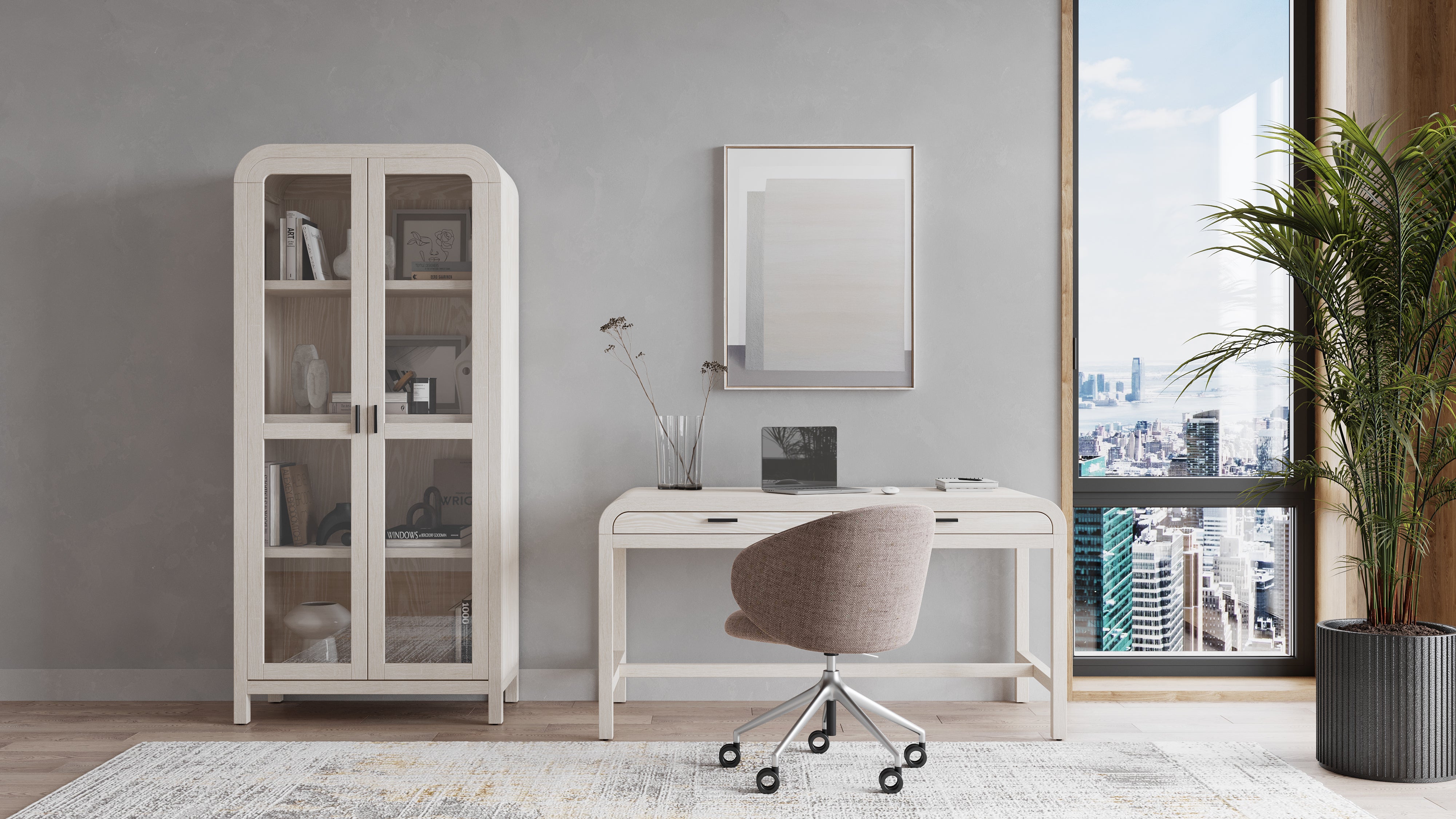 Drake Glass Door Wooden Bookcase in Sugar - What A Room