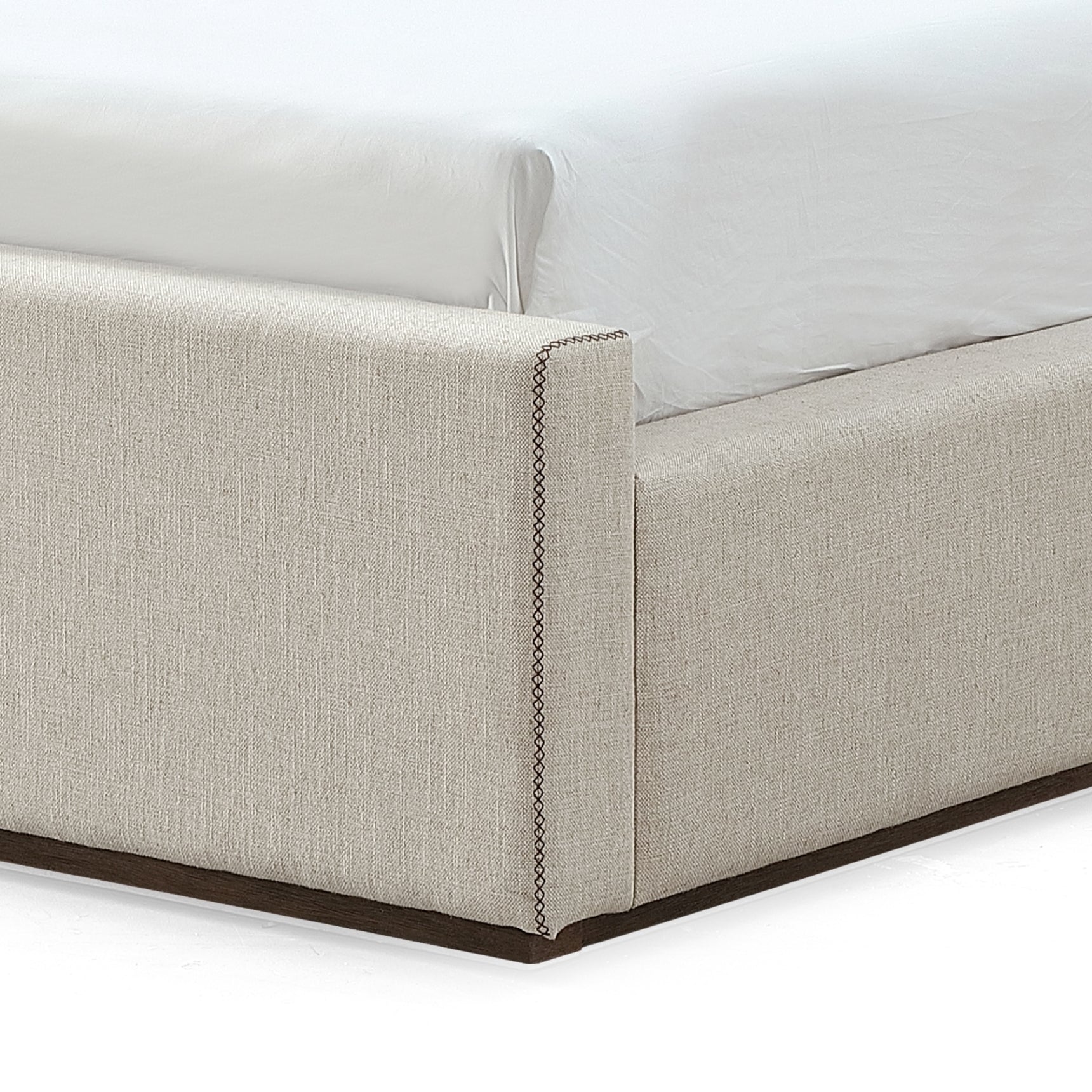 Louis Upholstered Platform Bed in Natural Linen - What A Room