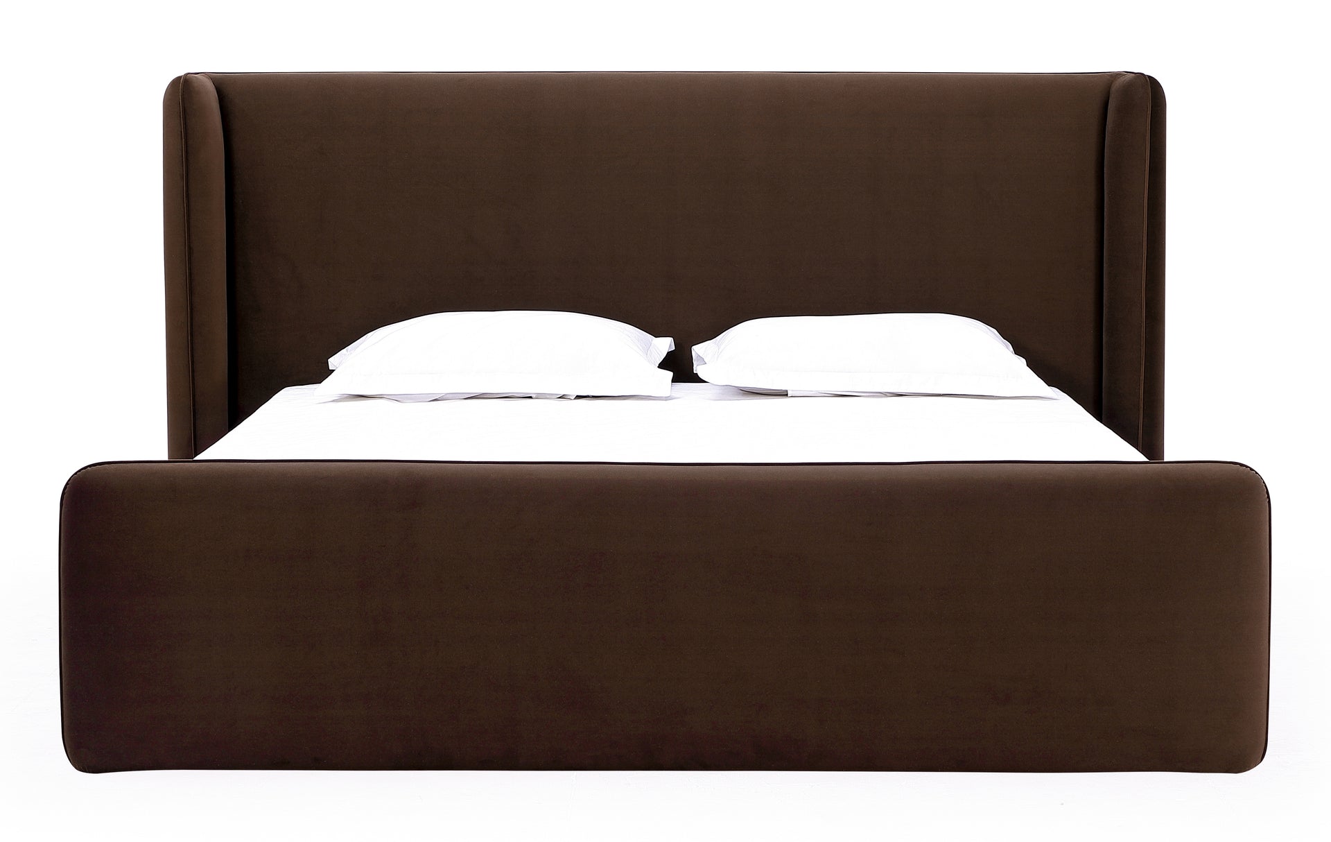 Bacall Velvet Upholstered Wingback Platform Bed in Cola - What A Room