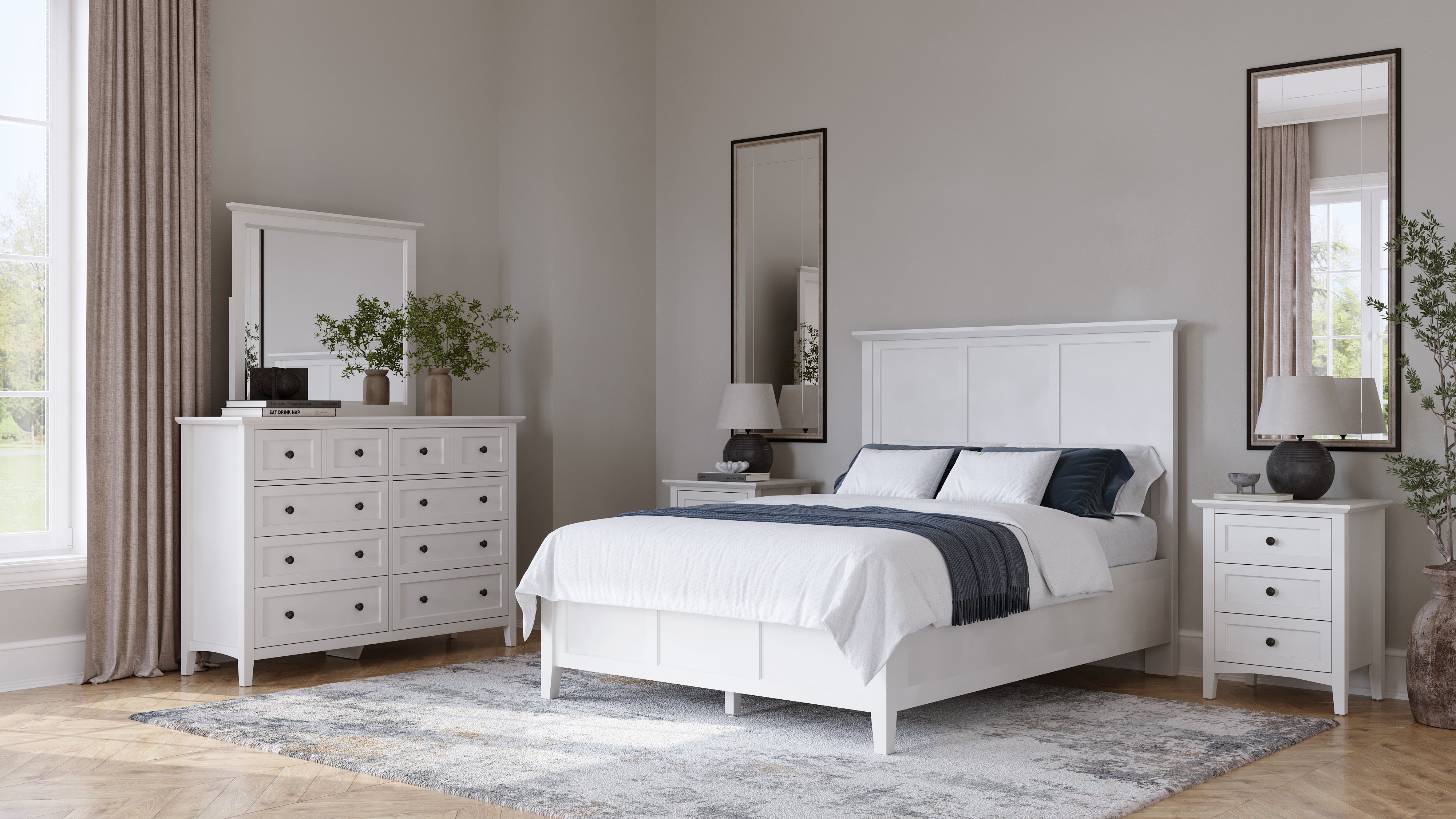 Grace Three Panel Bed in Snowfall White - What A Room