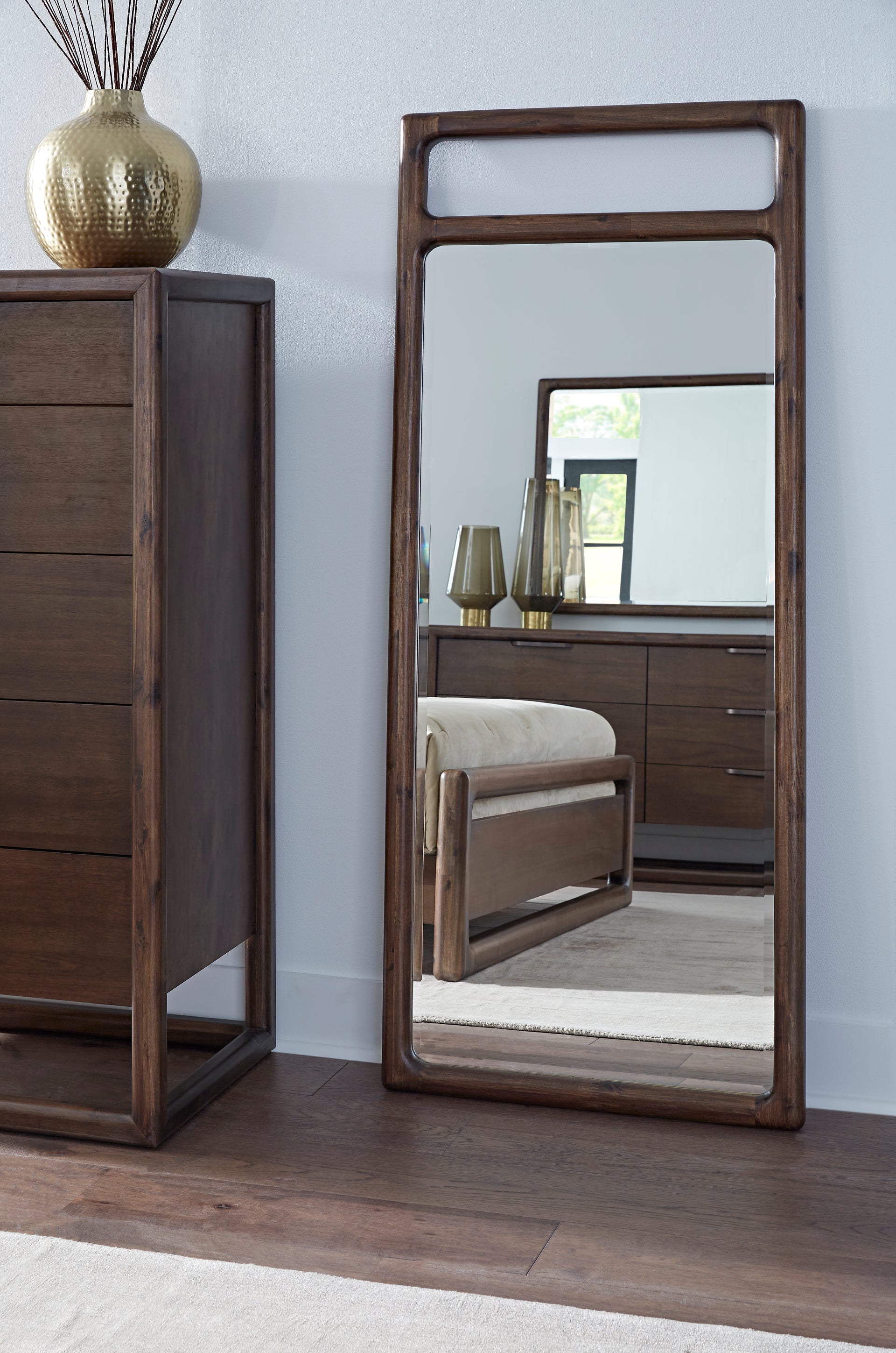 Sol Beveled Glass Floor Mirror in Brown Spce - What A Room