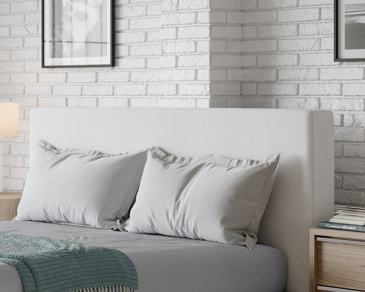 One Upholstered Modern Headboard in Pearl - What A Room