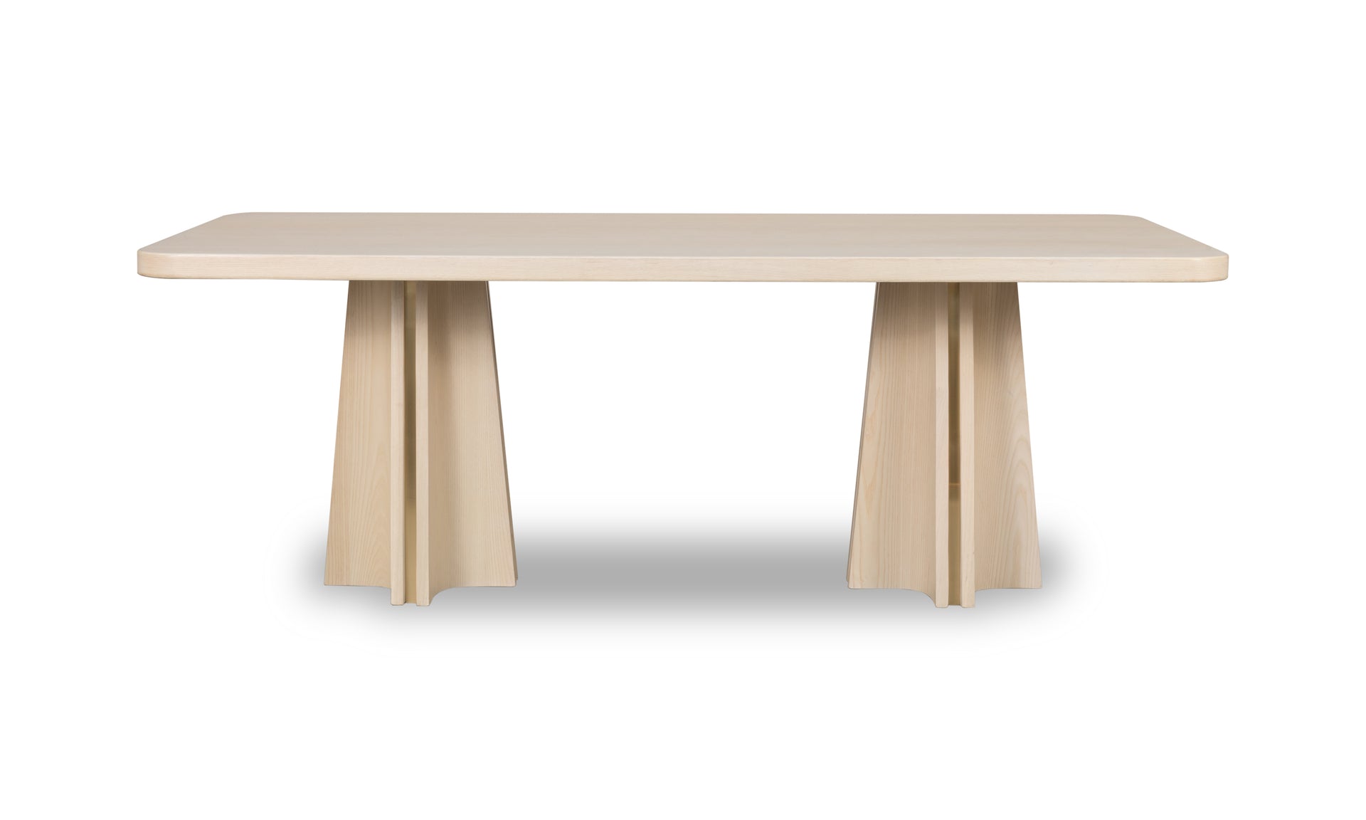 Zinnia Ash Wood Double Pedestal Dining Table in White Sand - What A Room