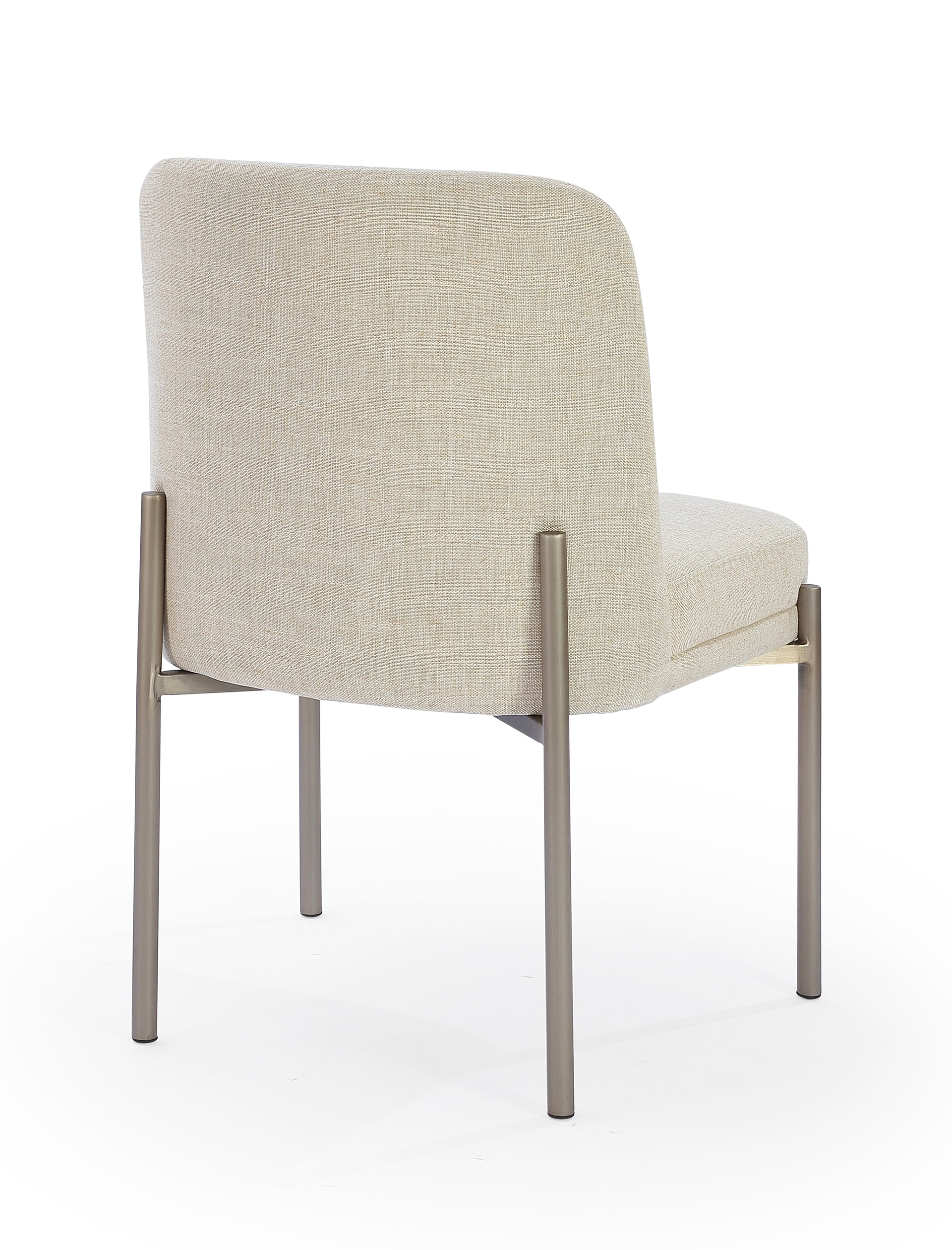 Dion Upholstered Dining Chair in Natural Light Linen and Brushed Nickel Metal (Set of 2) - What A Room