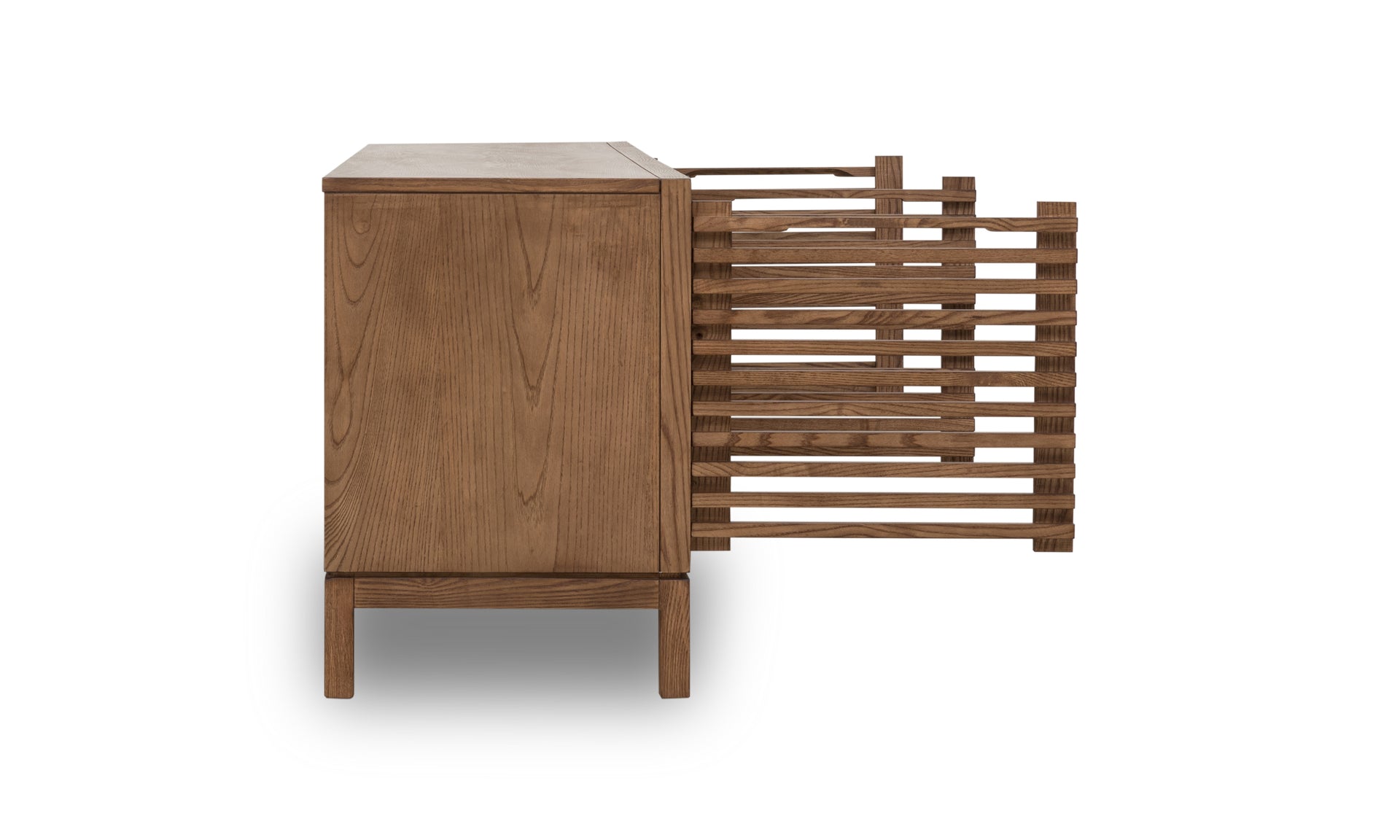 Tanner Four Door Solid Ash Media Console in Roux - What A Room