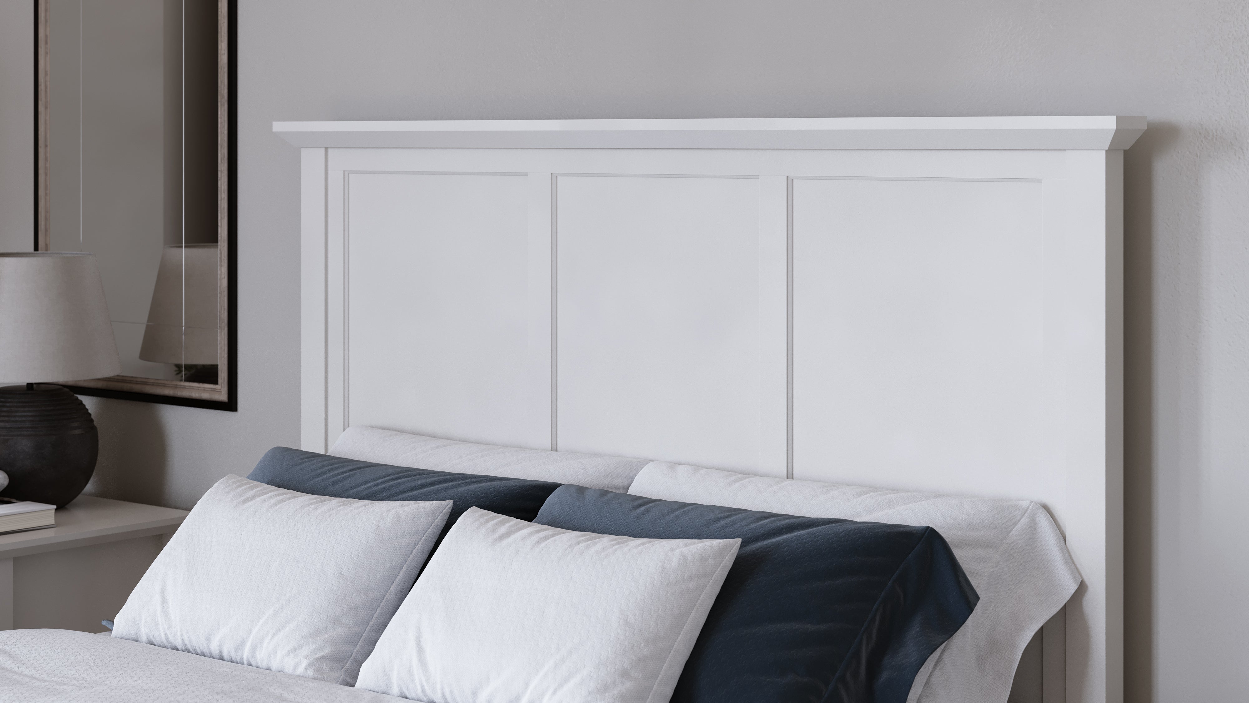 Grace Three Panel Bed in Snowfall White - What A Room