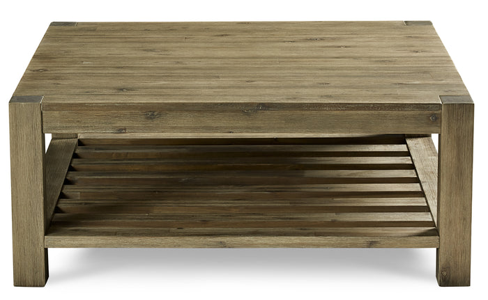 Canyon Solid Wood Square Coffee Table in Washed Grey - What A Room