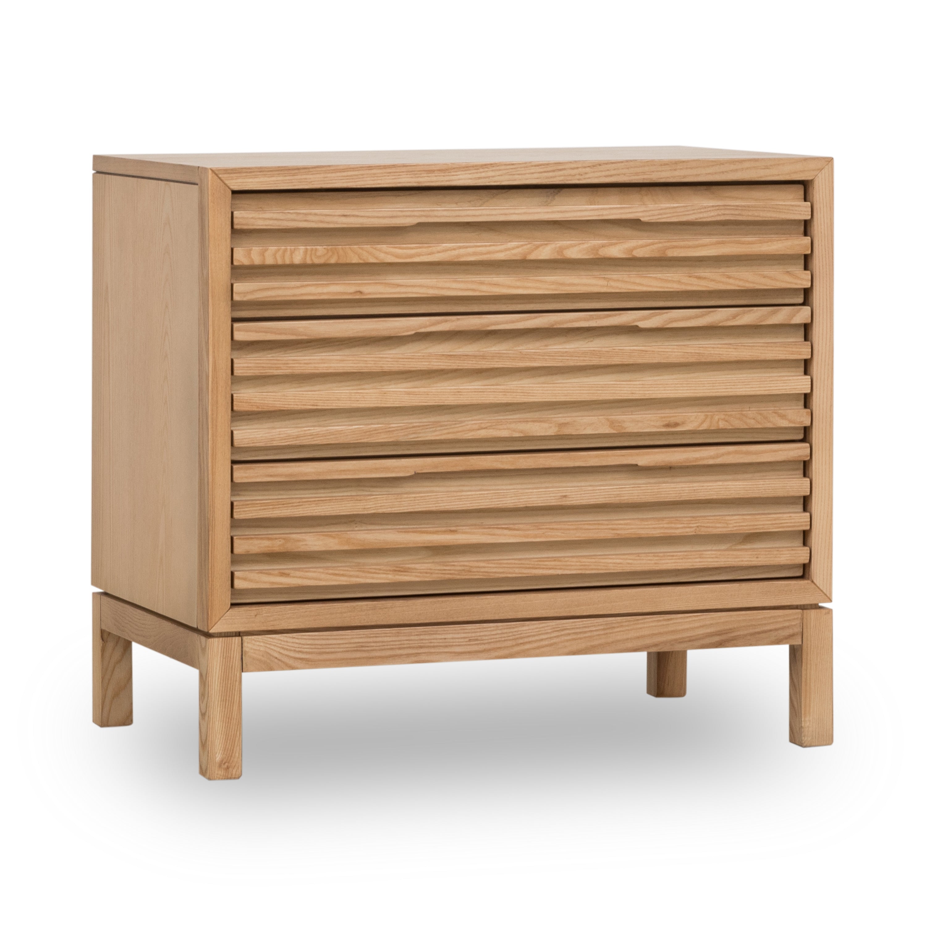 Tanner Three Drawer Ash Wood Nightstand in Flaxen - What A Room