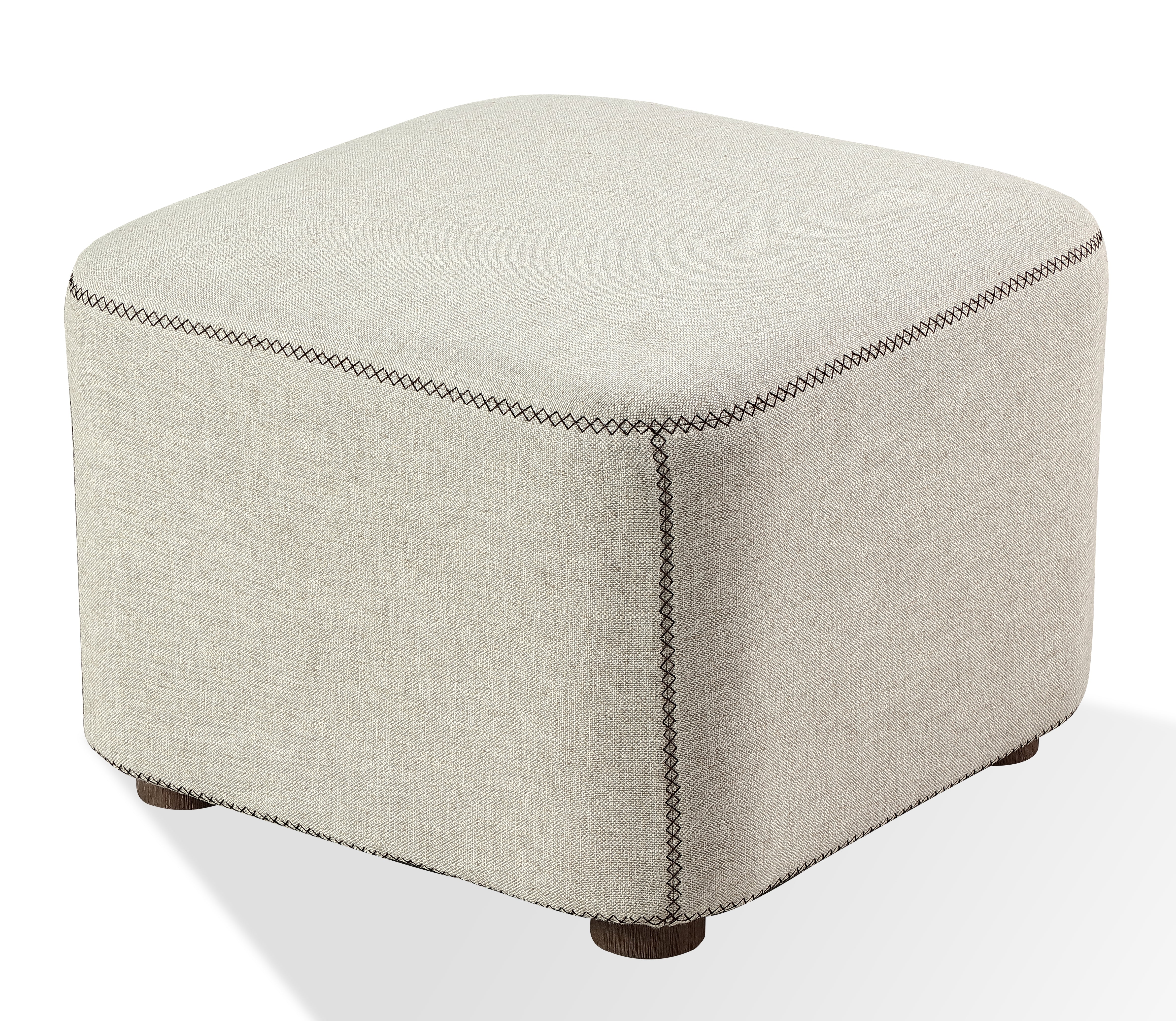 Louis Upholstered Ottoman in Natural Linen - What A Room
