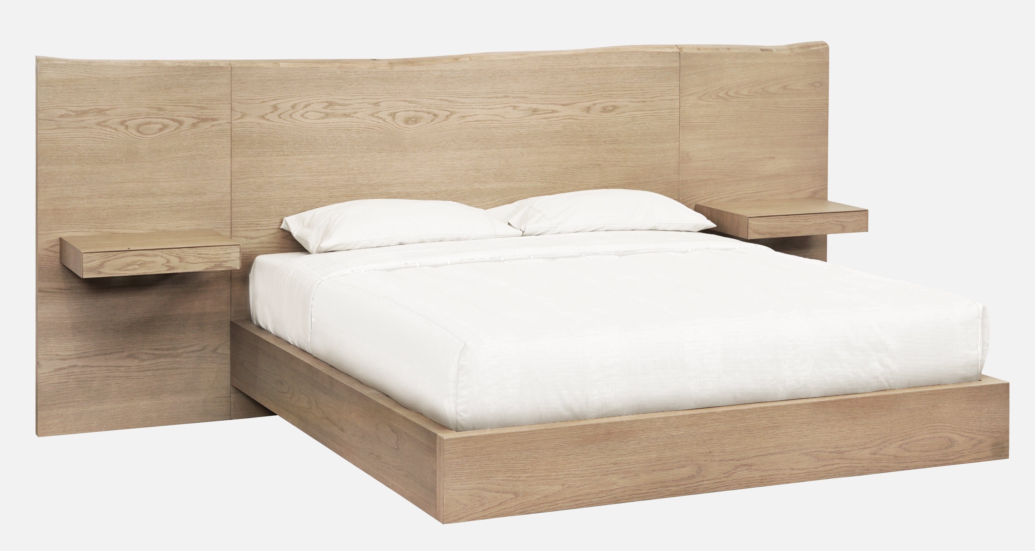 One Coastal Modern Live Edge Wall Bed with Floating Nightstands in Bisque - What A Room