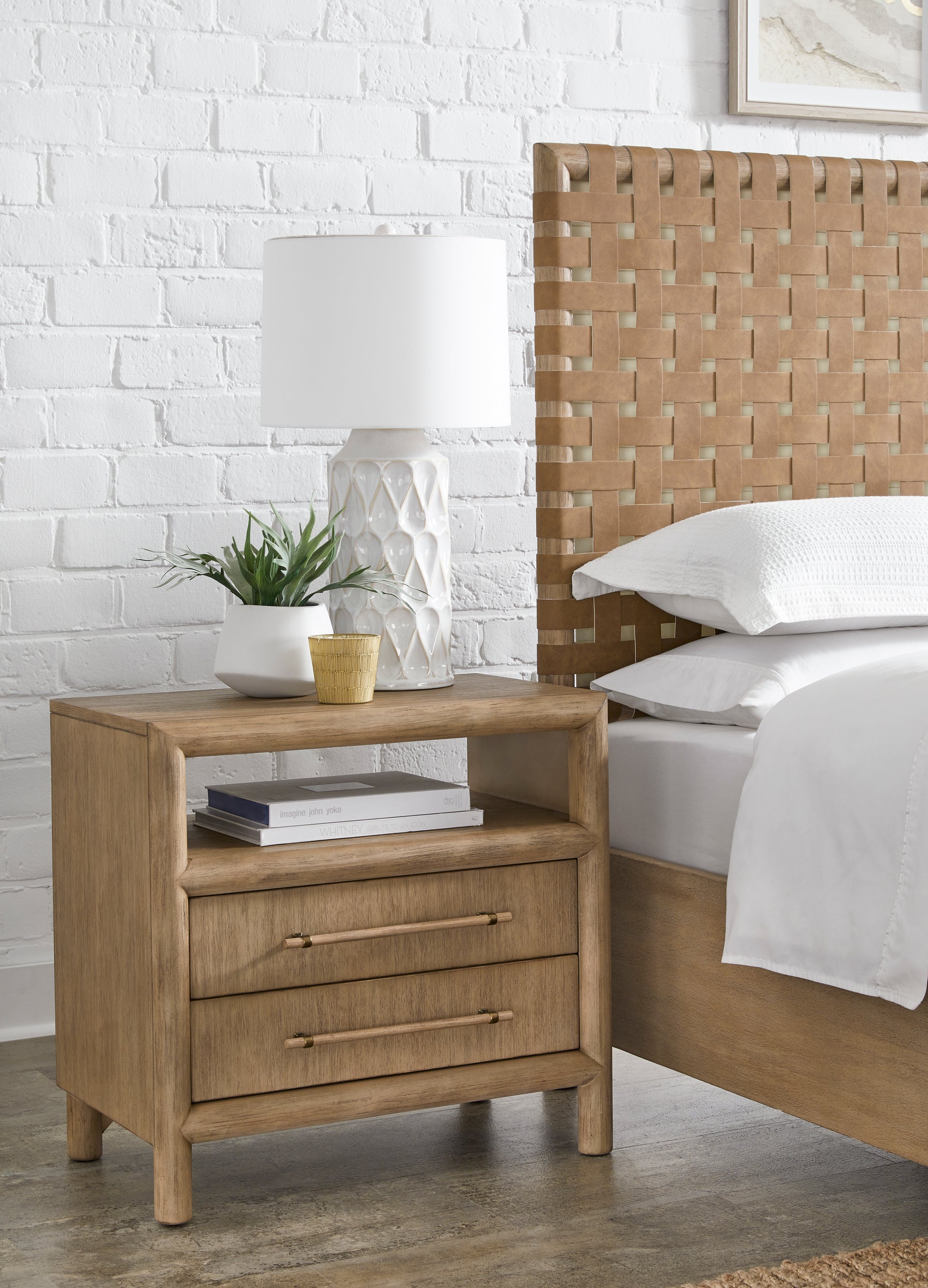 Dorsey Two Drawer USB-charging Nightstand in Granola - What A Room