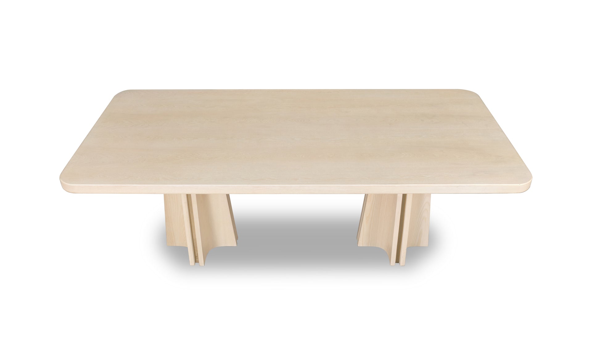 Zinnia Ash Wood Double Pedestal Dining Table in White Sand - What A Room