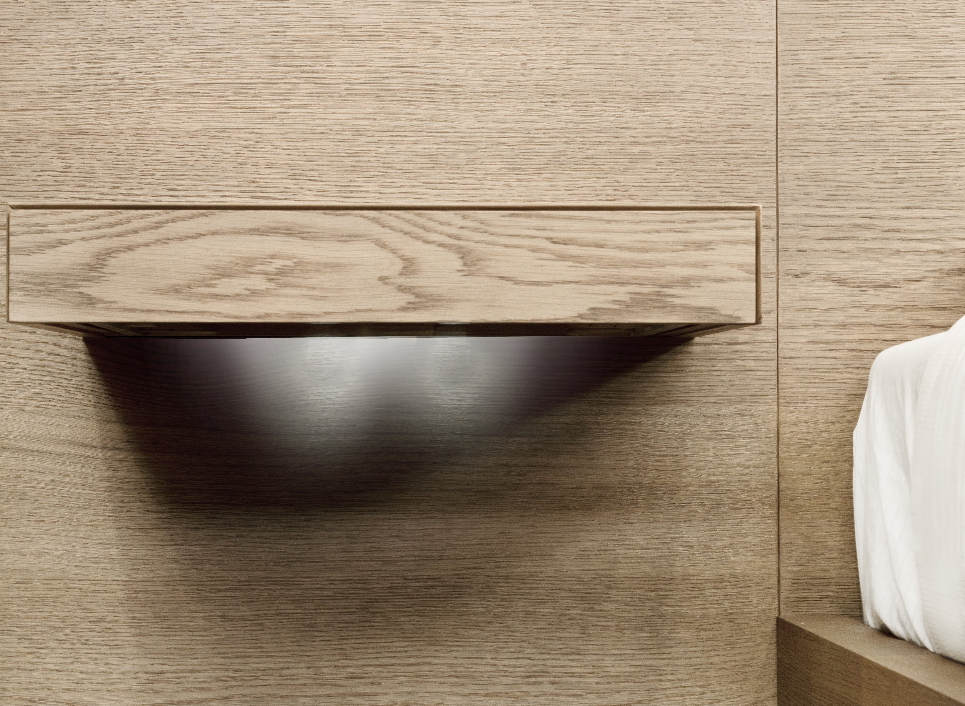 One Coastal Modern Live Edge Wall Bed with Floating Nightstands in Bisque - What A Room