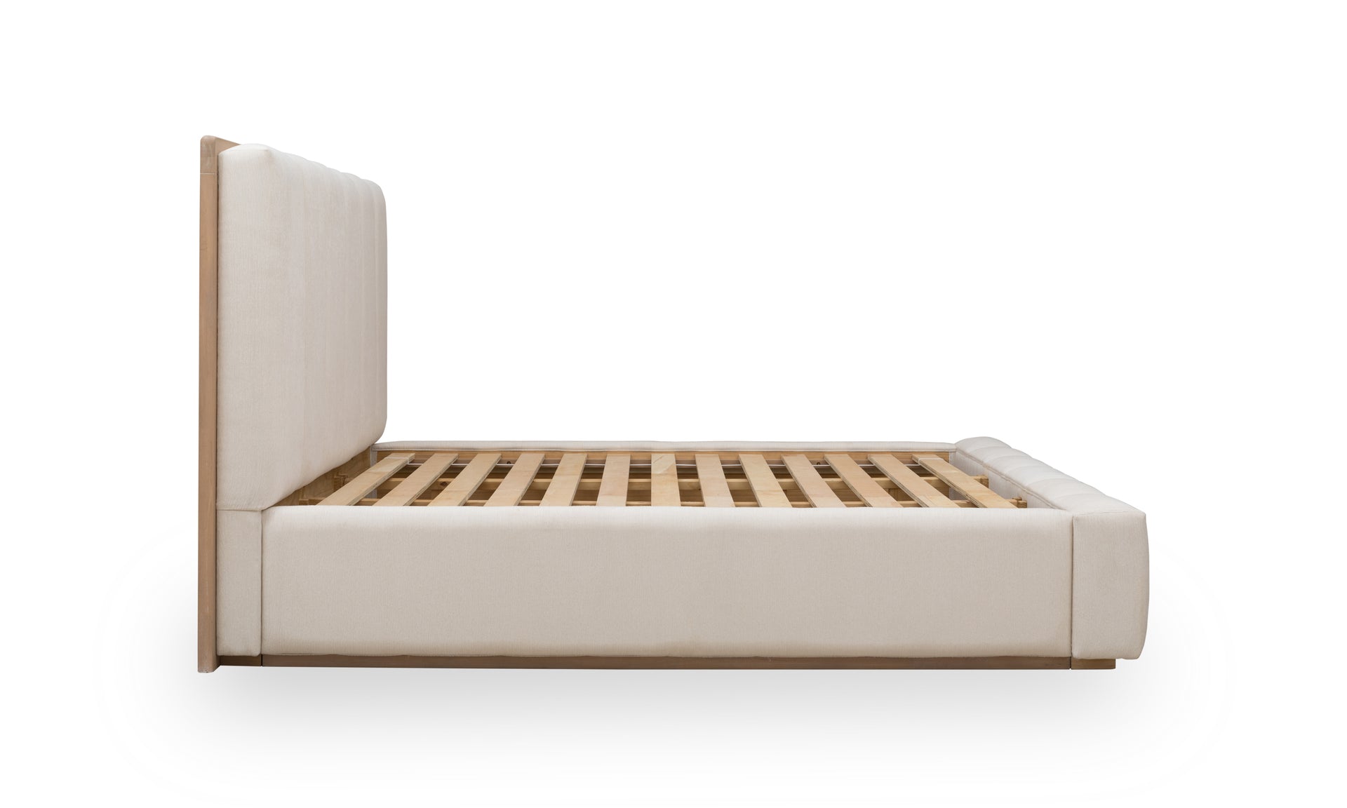 Gardenia Wood Frame Upholstered Platform Bed in Cotton and Chai - What A Room