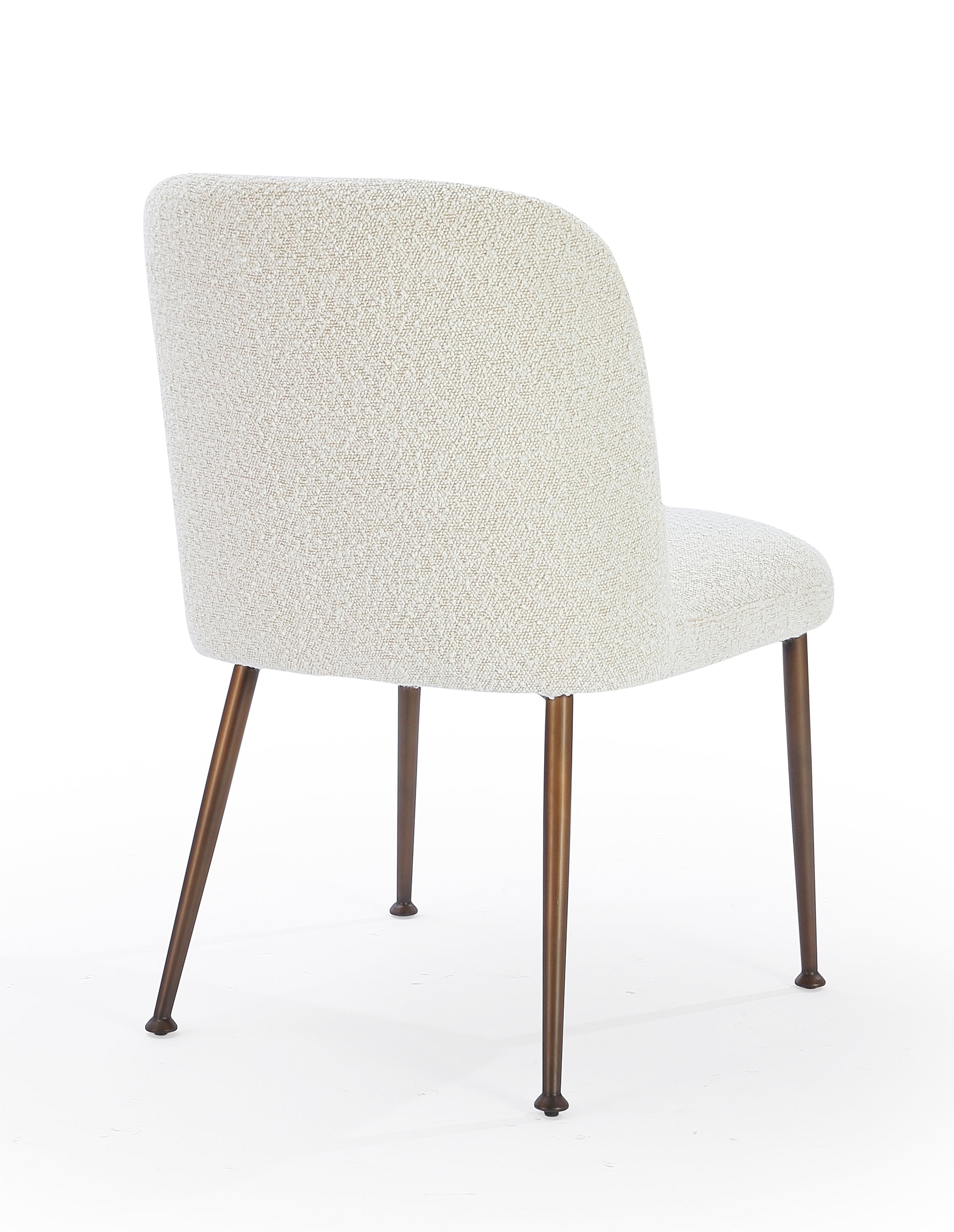 Avery Upholstered Dining Chair in Ricotta Boucle and Bronze Metal (Set of 2) - What A Room