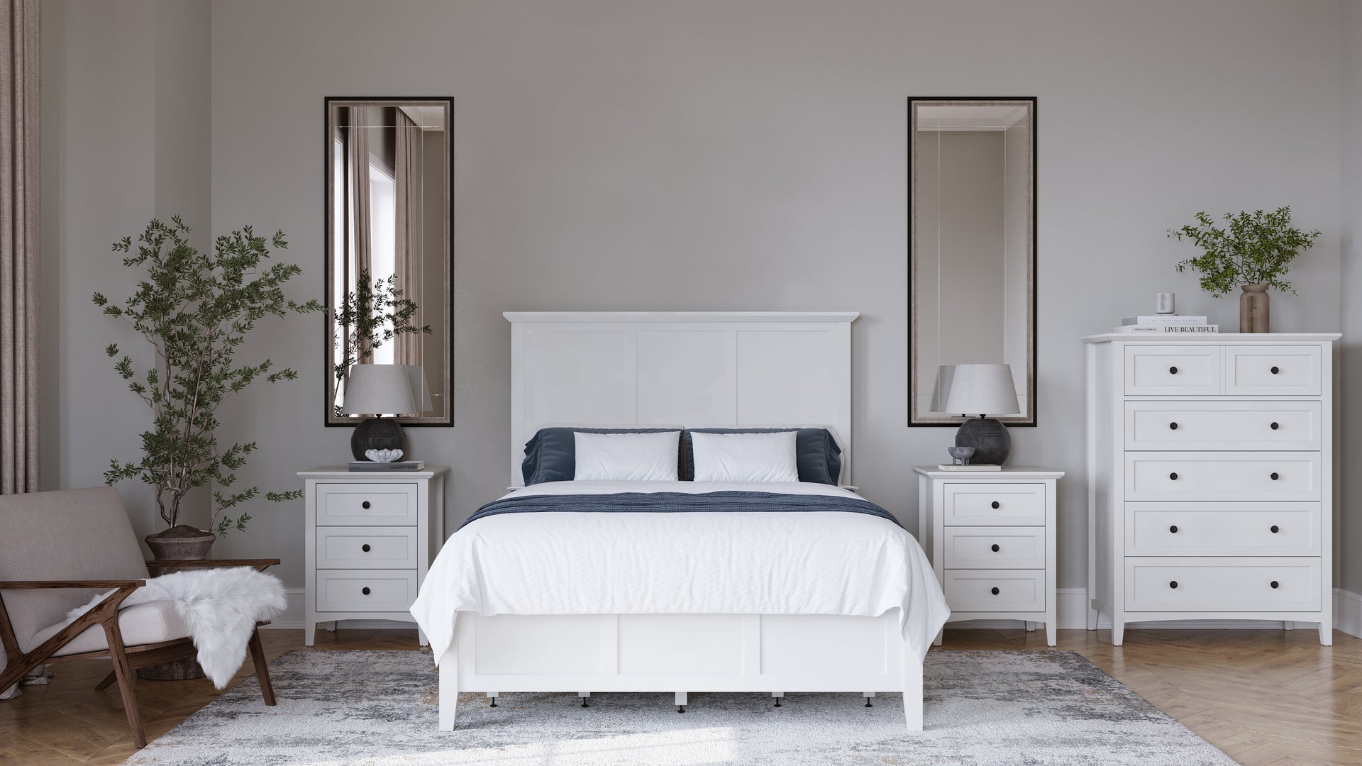 Grace Three Drawer Nightstand in Snowfall White - What A Room