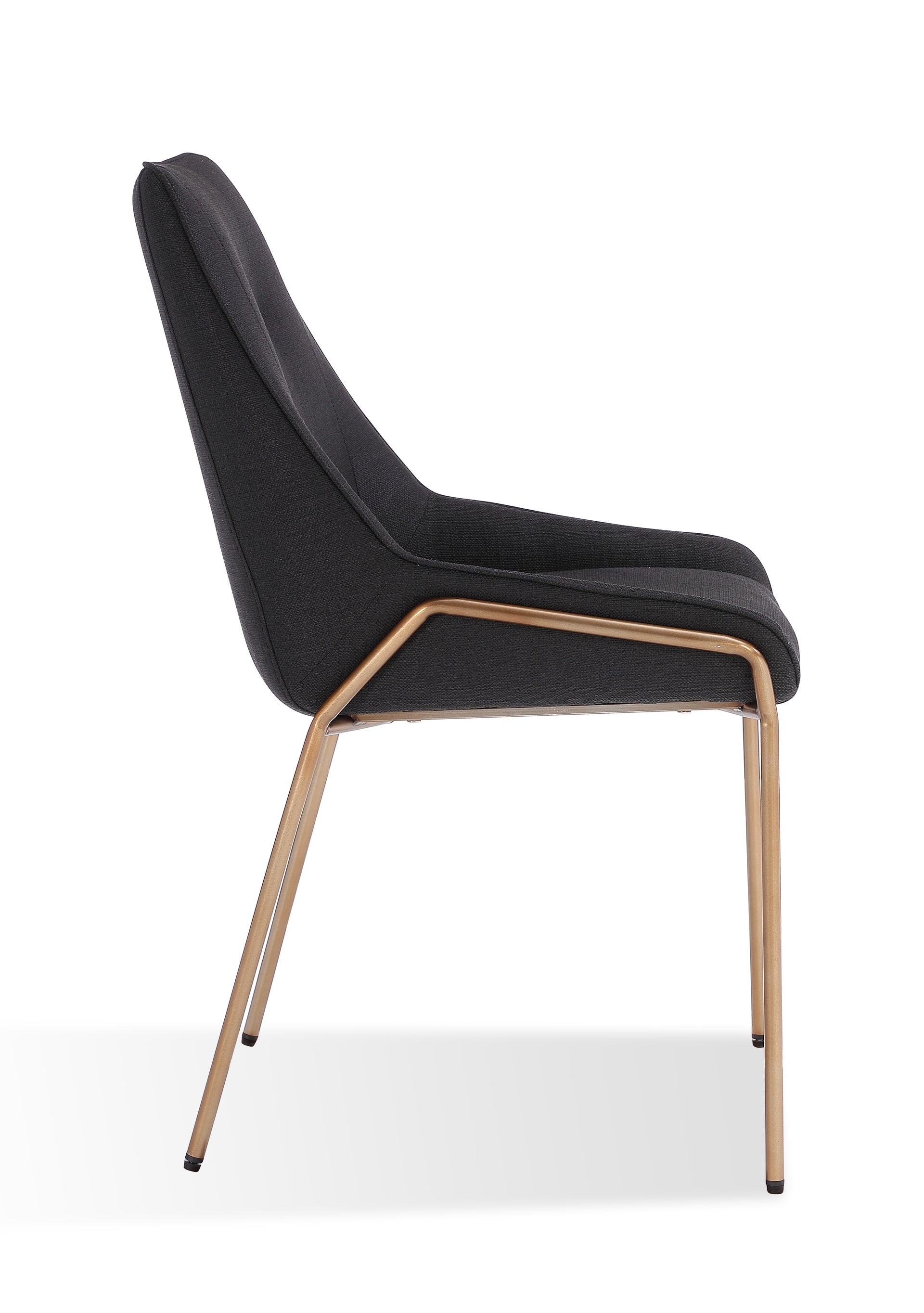 Cyrus Upholstered Dining Chair in Coal Fabric and Brushed Bronze Metal (Set of 2) - What A Room
