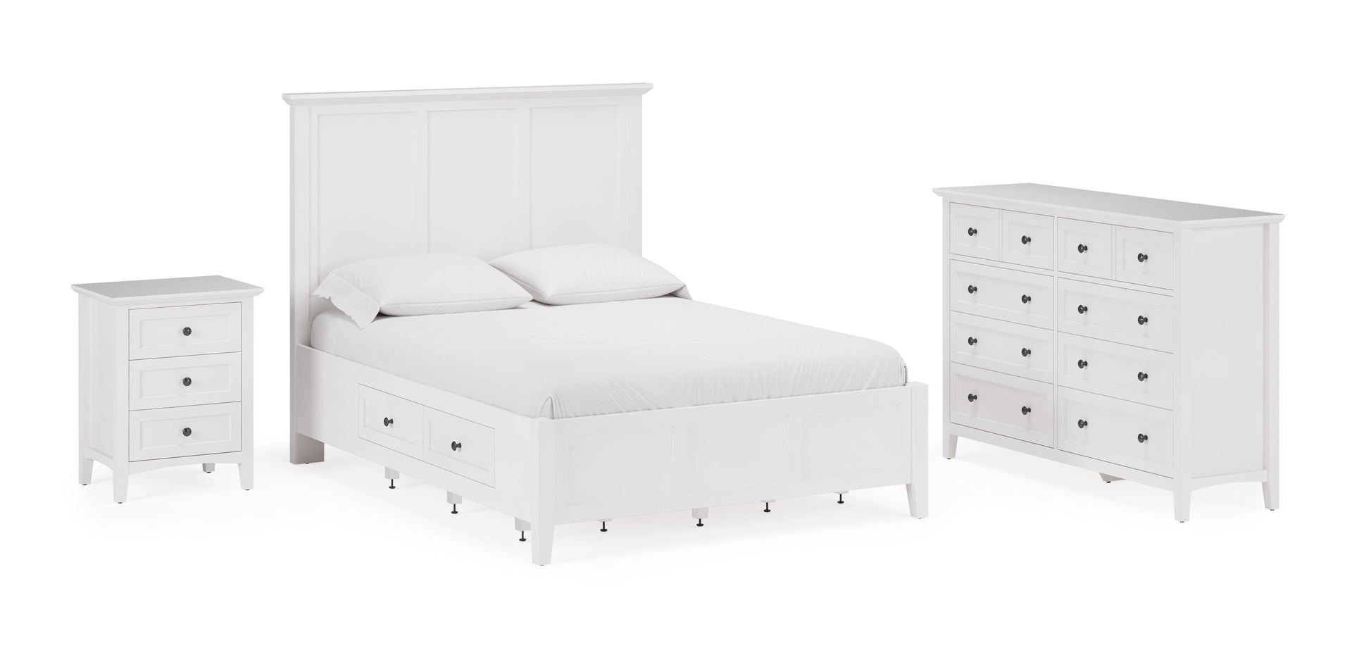 Grace Four Drawer Platform Storage Bed in Snowfall White - What A Room