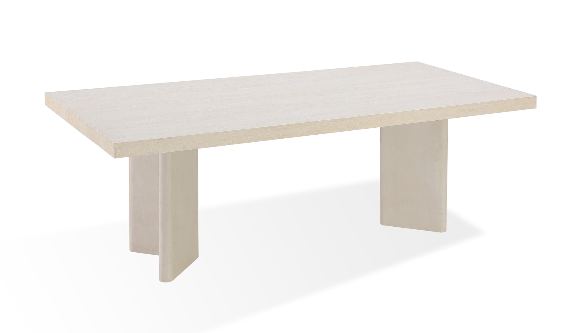 Caye Stone Top Double Pedestal Dining Table with Ivory Cement Base - What A Room