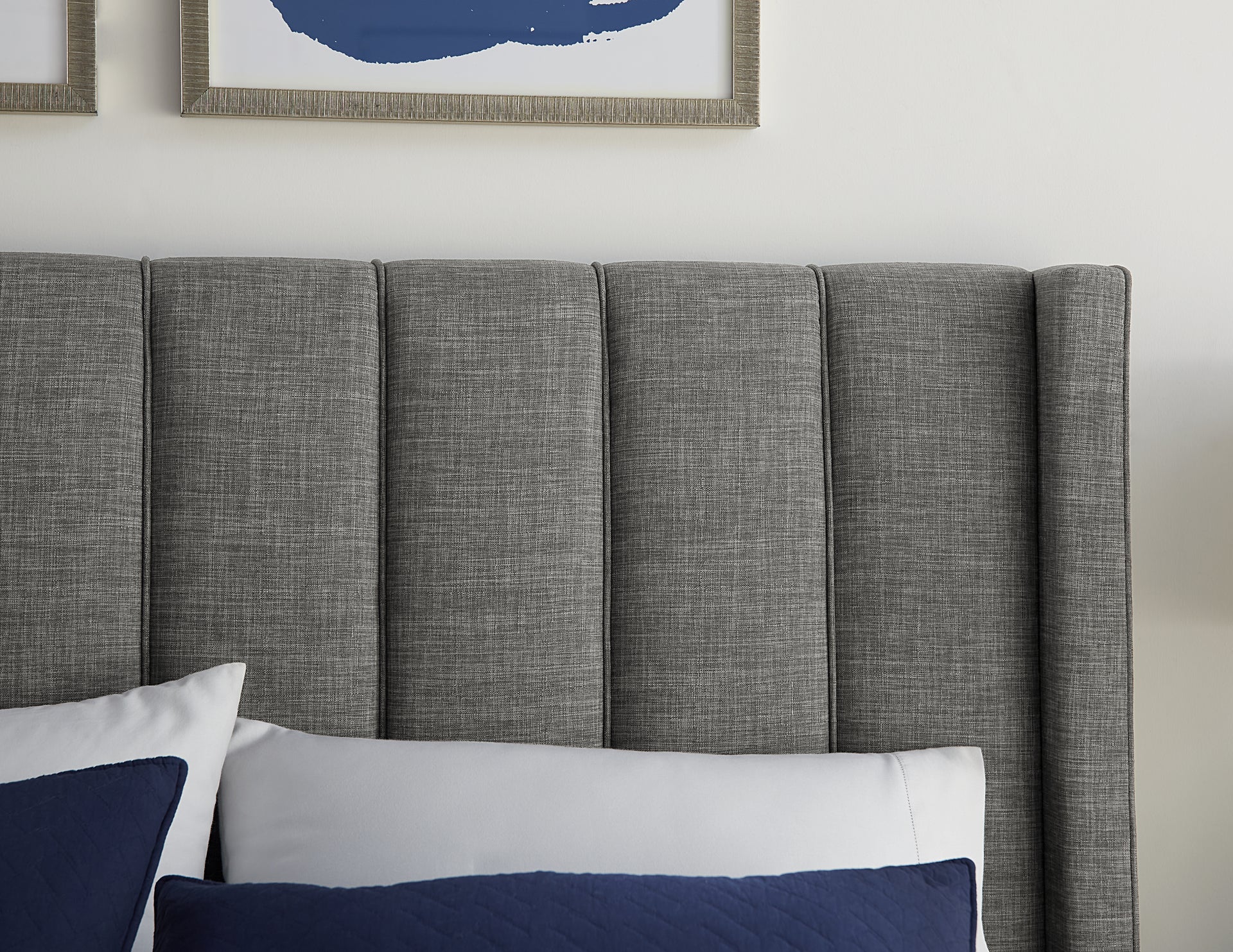 Palermo Upholstered Wingback Platform Bed in Dark Stone - What A Room