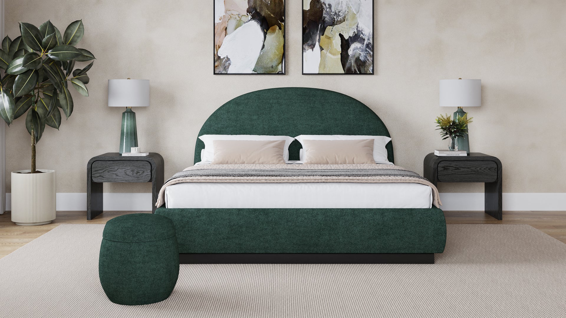 Flex Upholstered Bed in Emerald Chenille - What A Room