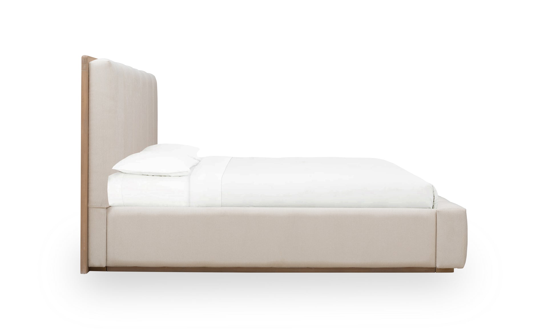 Gardenia Wood Frame Upholstered Platform Bed in Cotton and Chai - What A Room