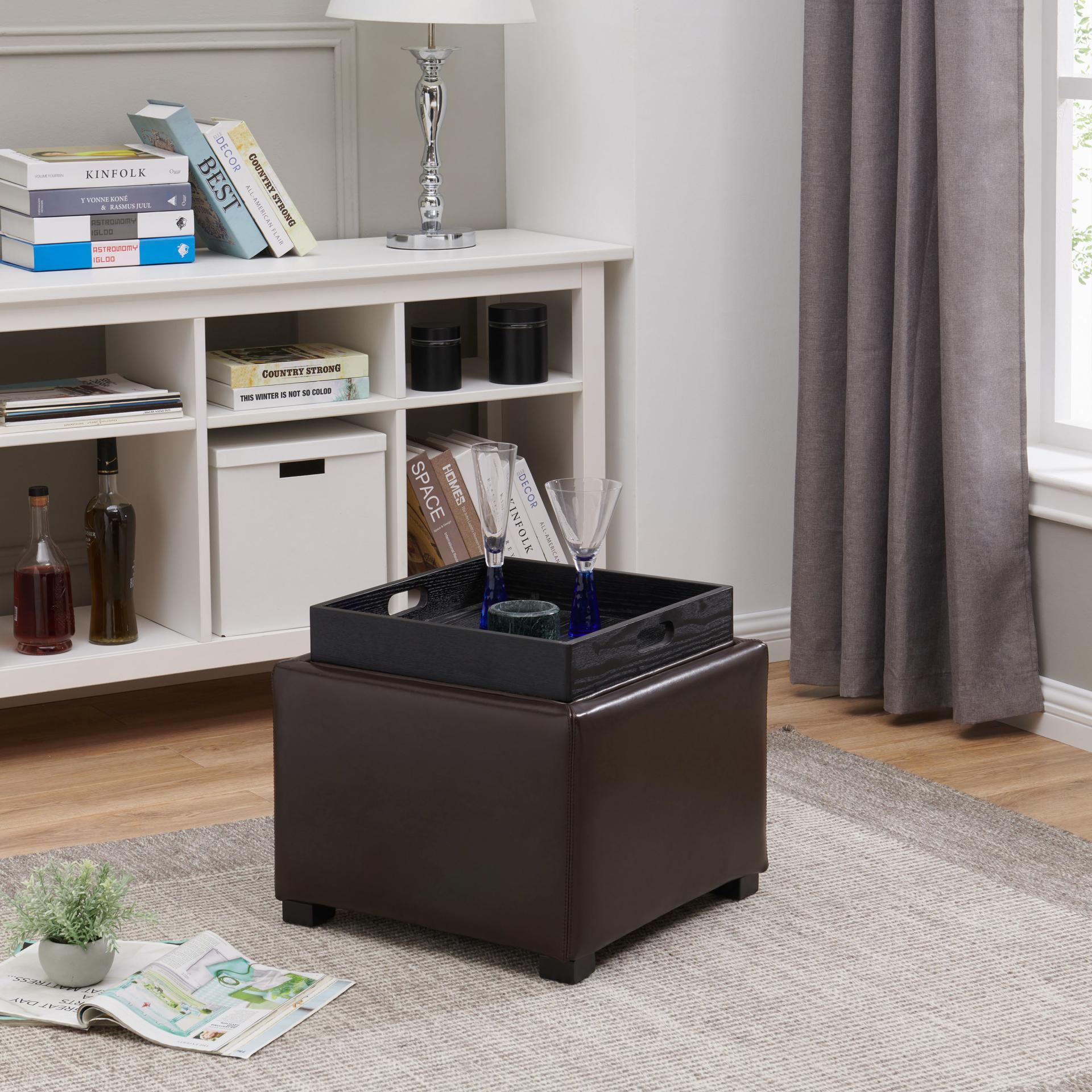 Cameron Square Leather Ottoman - What A Room