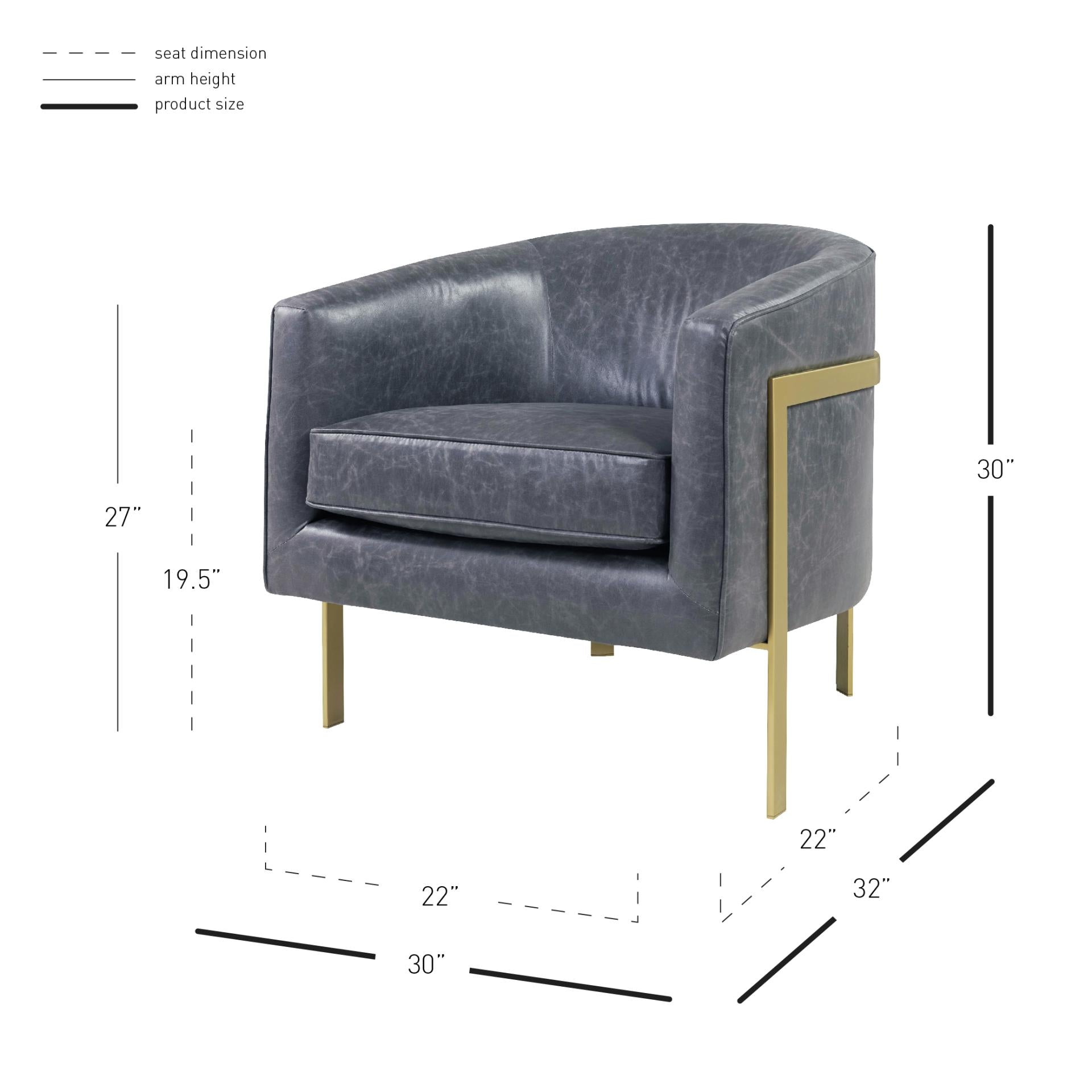 Harrod PU Accent Arm Chair Gold Legs - What A Room