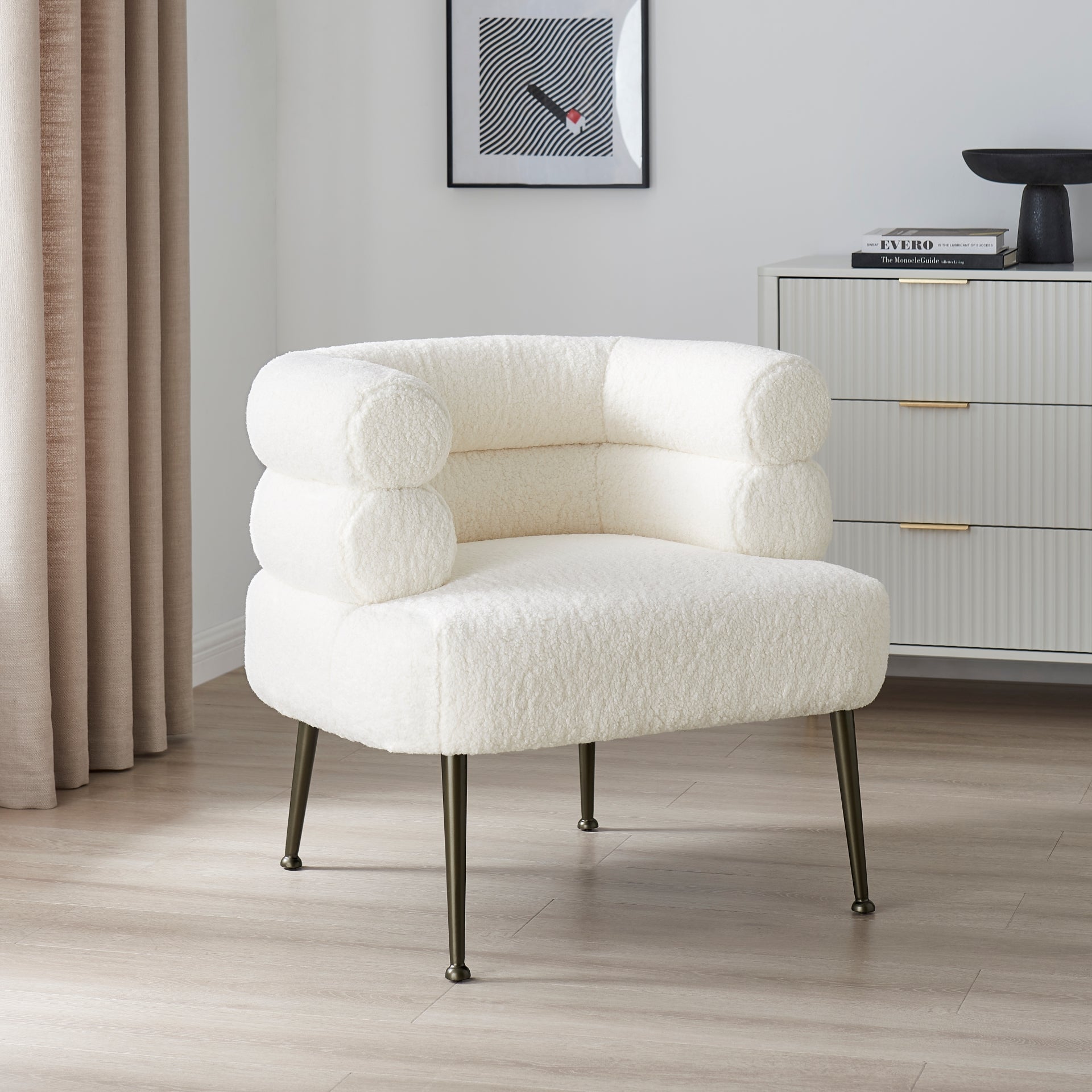 Zerline Faux Shearling Fabric Accent Chair - What A Room