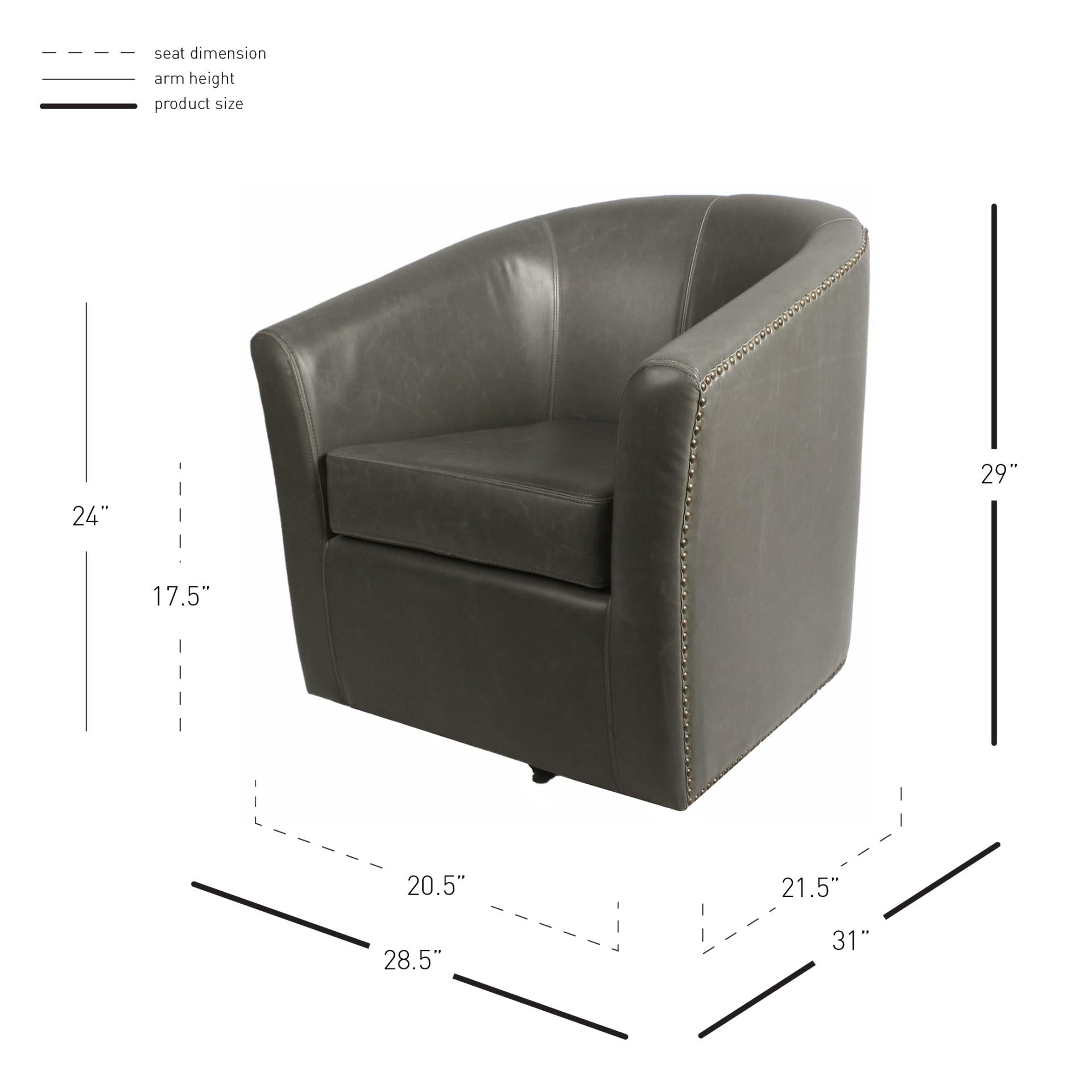 Ernest Bonded Leather Swivel Accent Arm Chair - What A Room