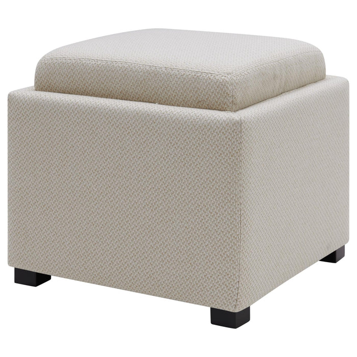 Cameron Square Fabric Storage Ottoman w/ tray - What A Room