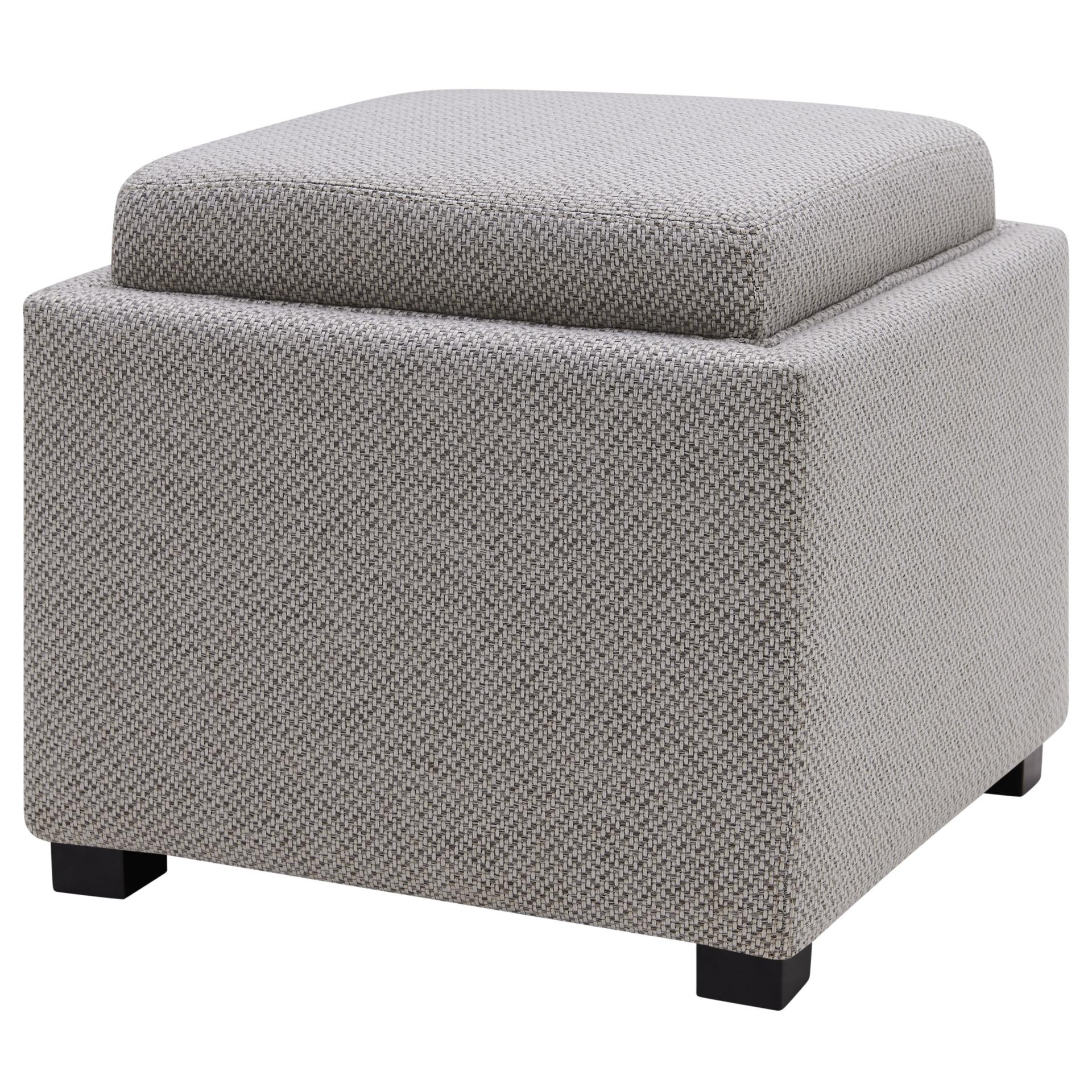 Cameron Square Fabric Storage Ottoman w/ tray - What A Room