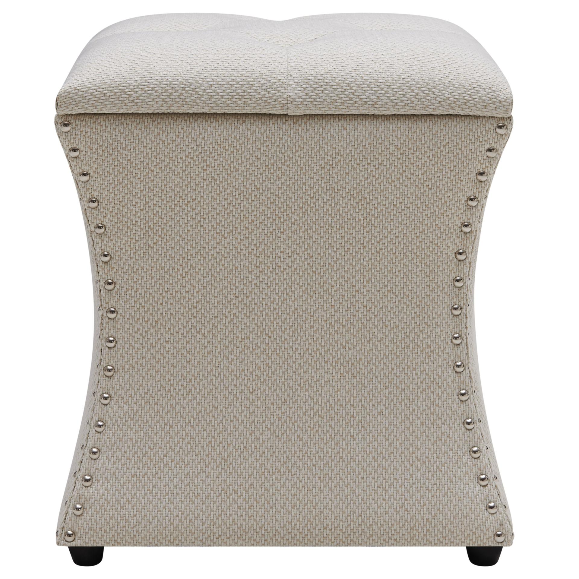 Amelia Fabric Nailhead Tufted Storage Ottoman - What A Room