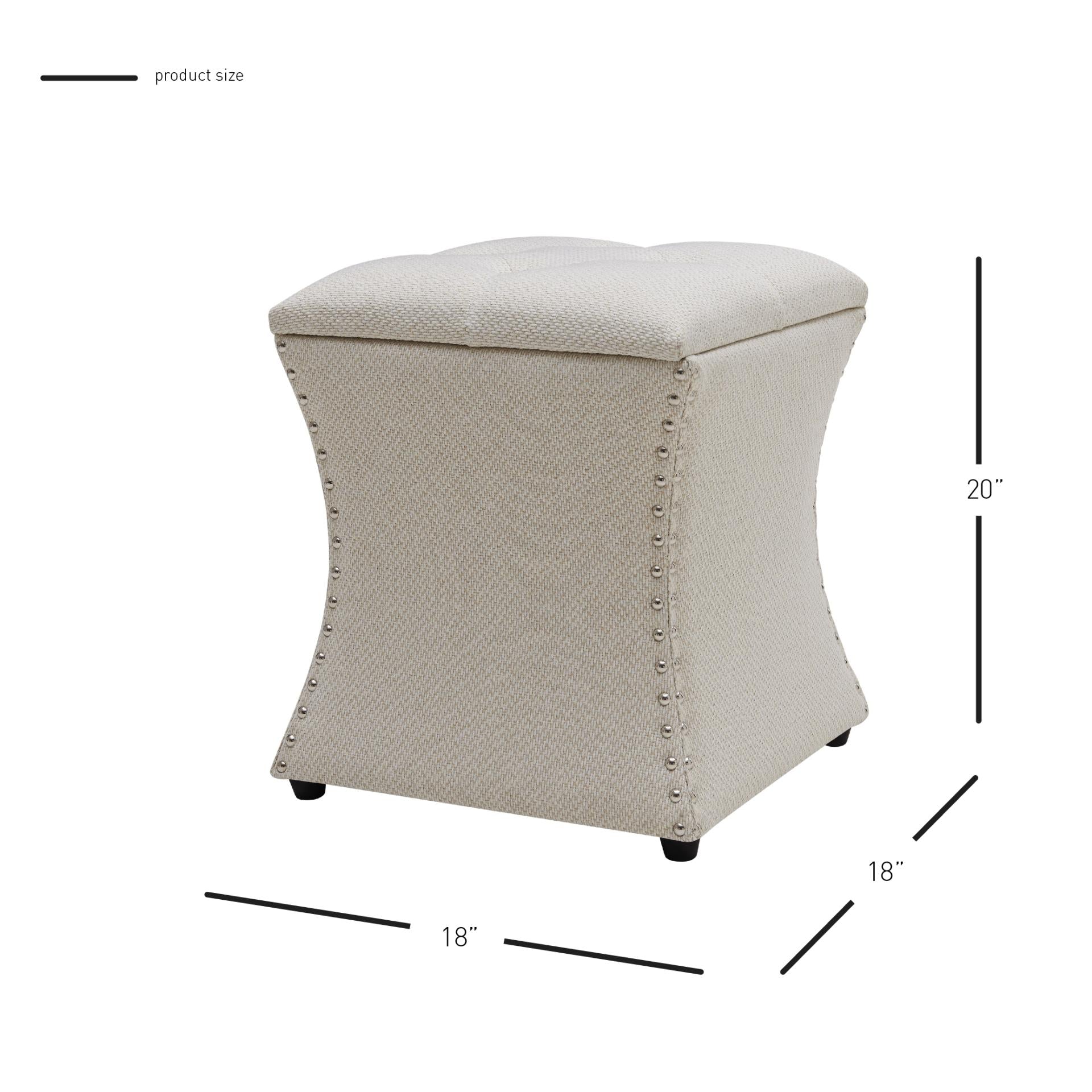 Amelia Fabric Nailhead Tufted Storage Ottoman - What A Room