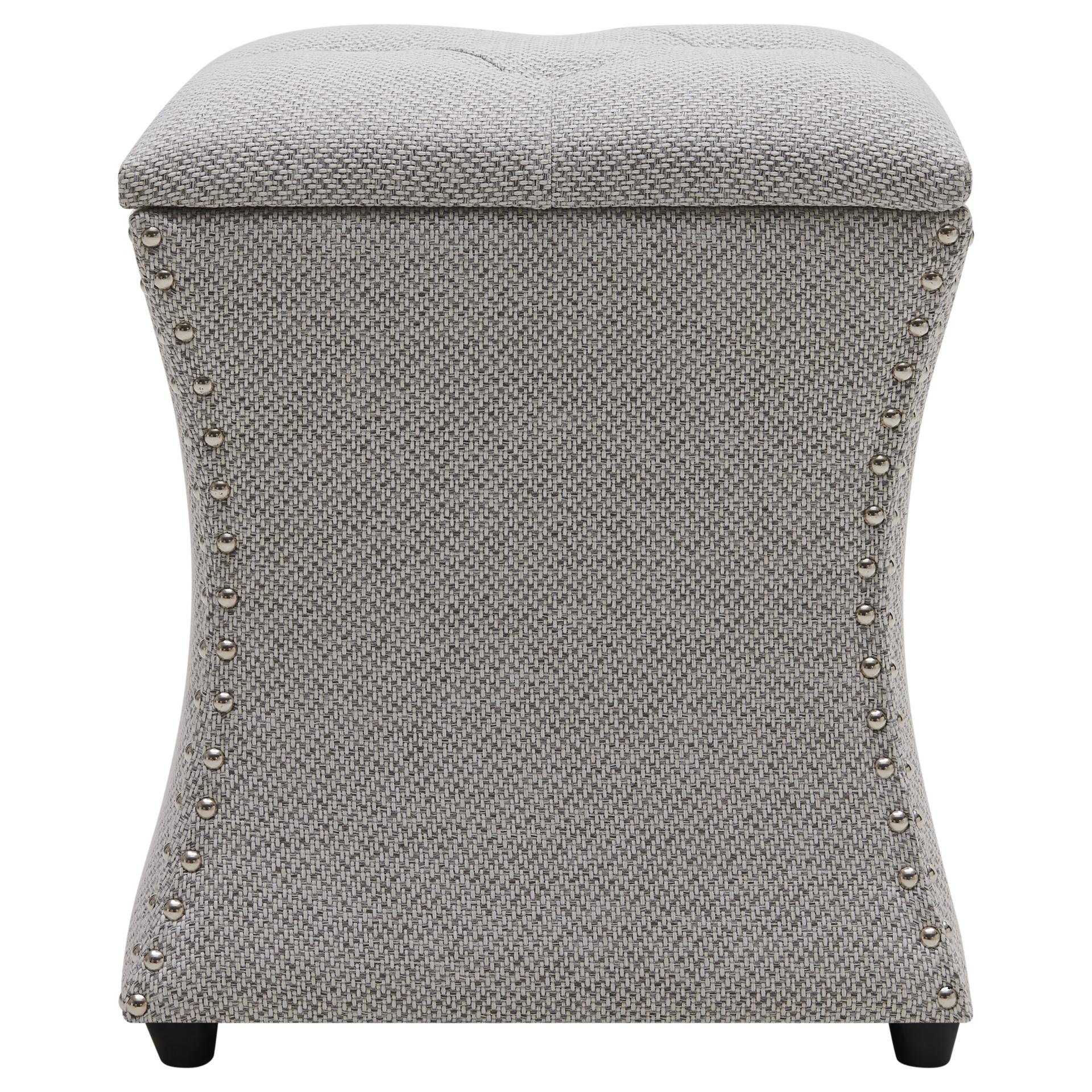Amelia Fabric Nailhead Tufted Storage Ottoman - What A Room