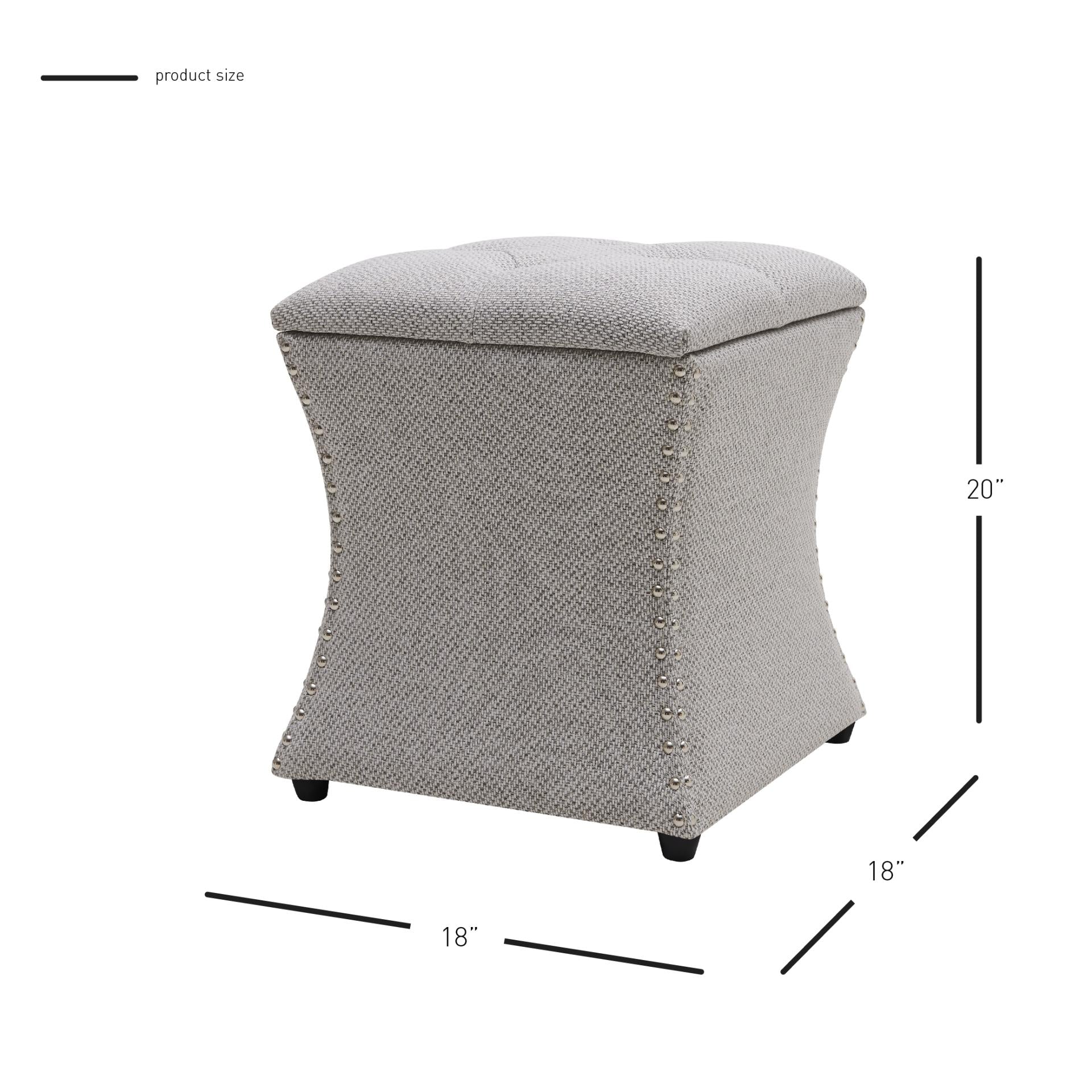 Amelia Fabric Nailhead Tufted Storage Ottoman - What A Room