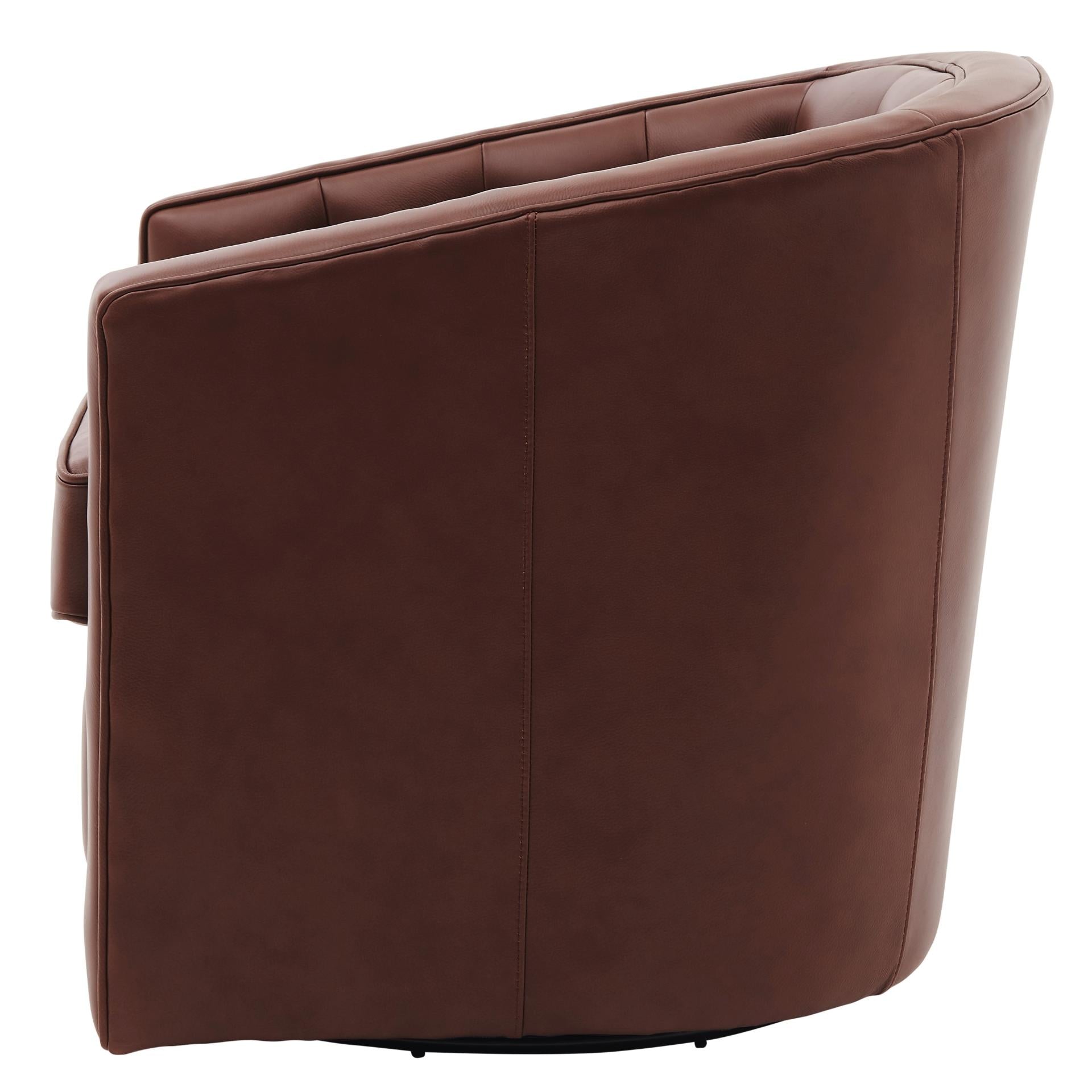 Walsh Top Grain Leather Swivel Accent Arm Chair - What A Room