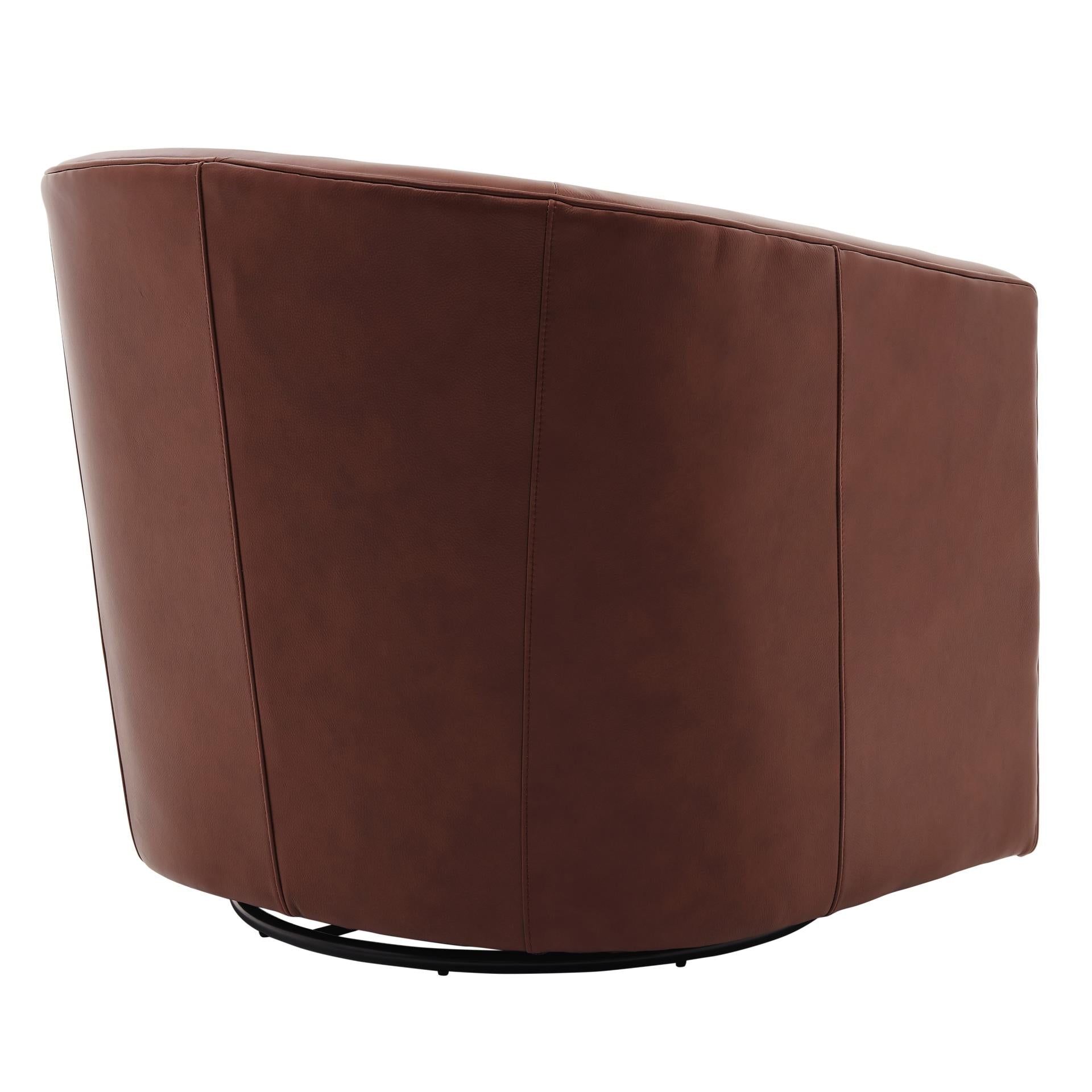 Walsh Top Grain Leather Swivel Accent Arm Chair - What A Room