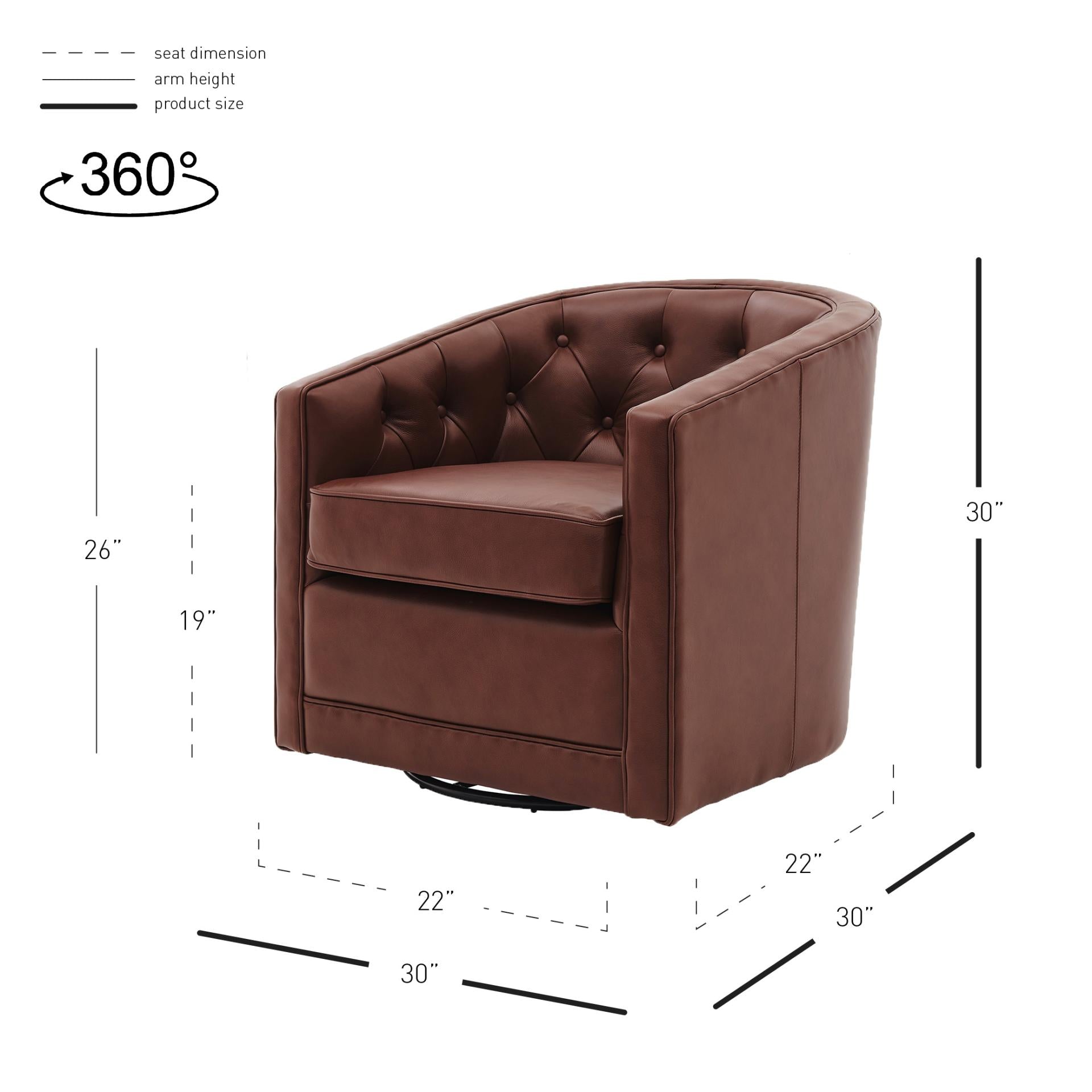 Walsh Top Grain Leather Swivel Accent Arm Chair - What A Room