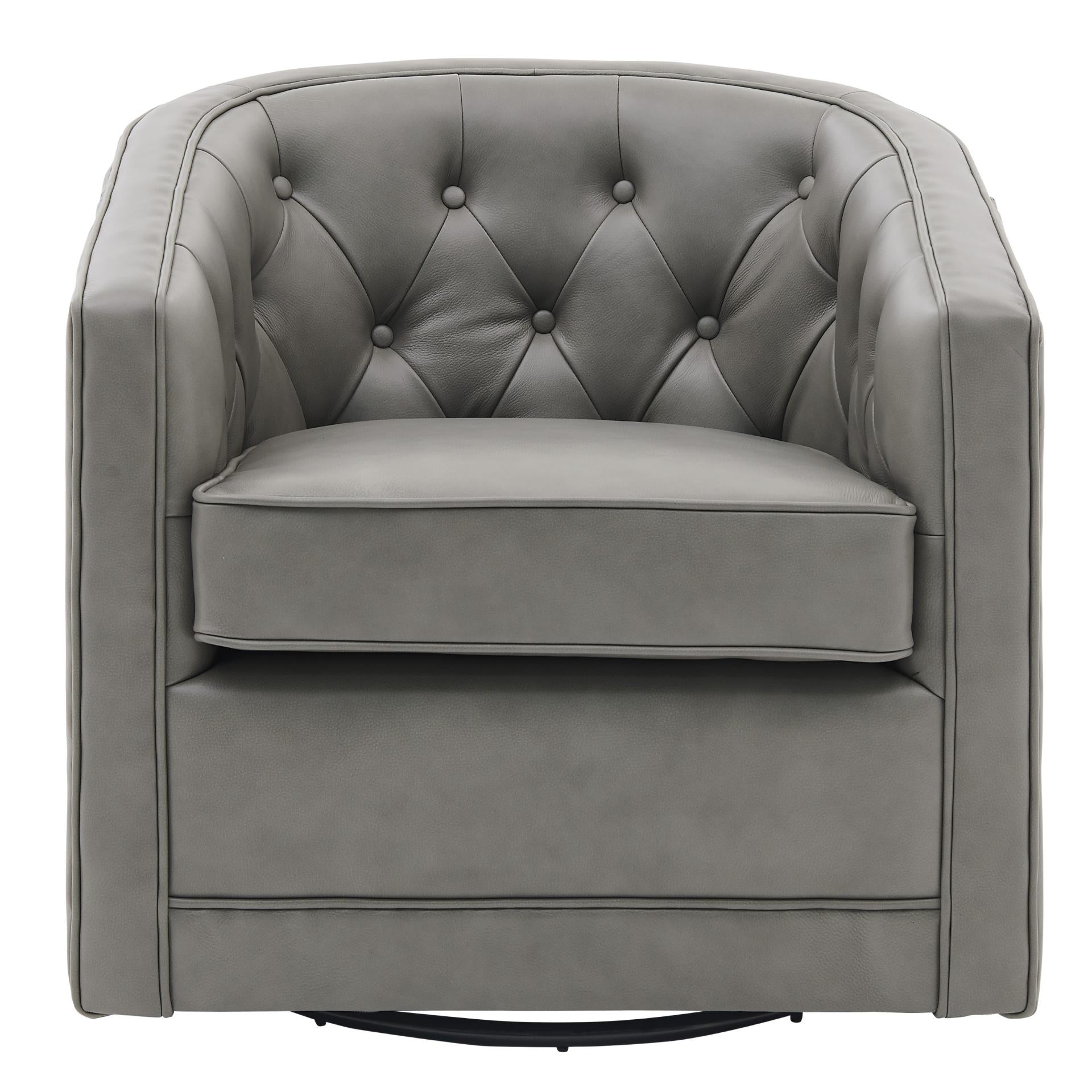 Walsh Top Grain Leather Swivel Accent Arm Chair - What A Room