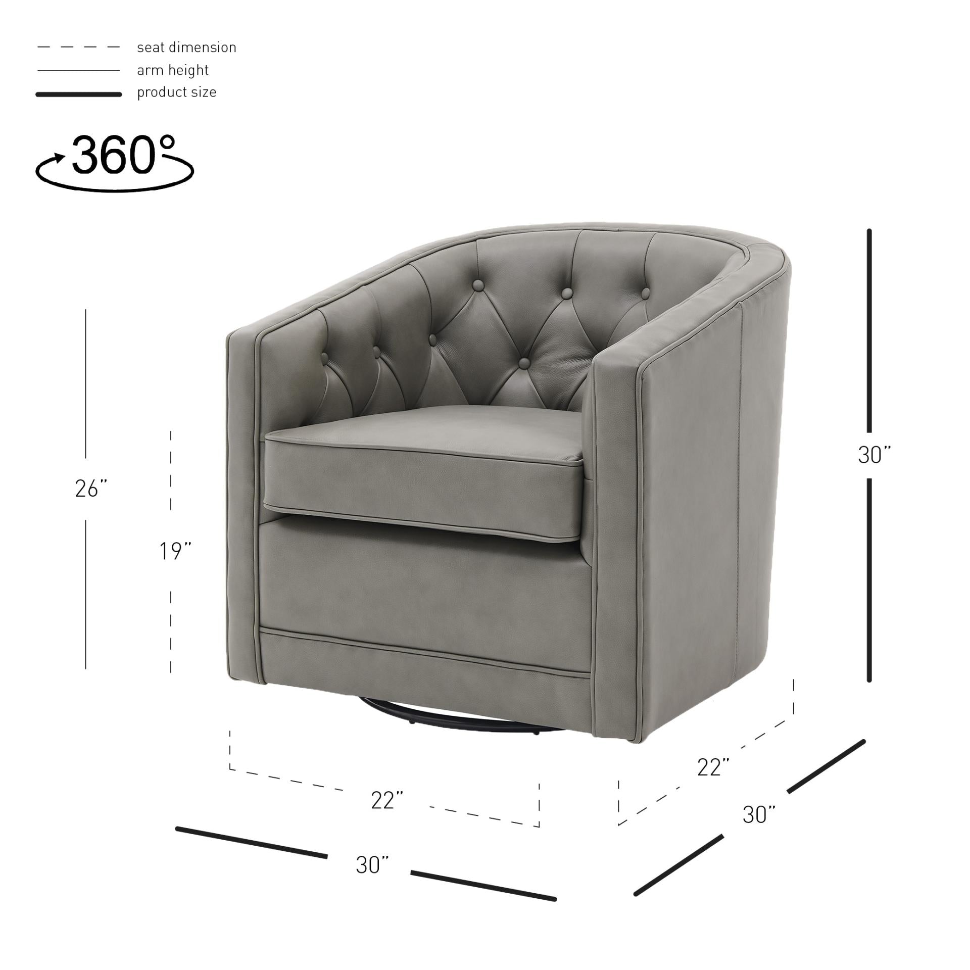 Walsh Top Grain Leather Swivel Accent Arm Chair - What A Room