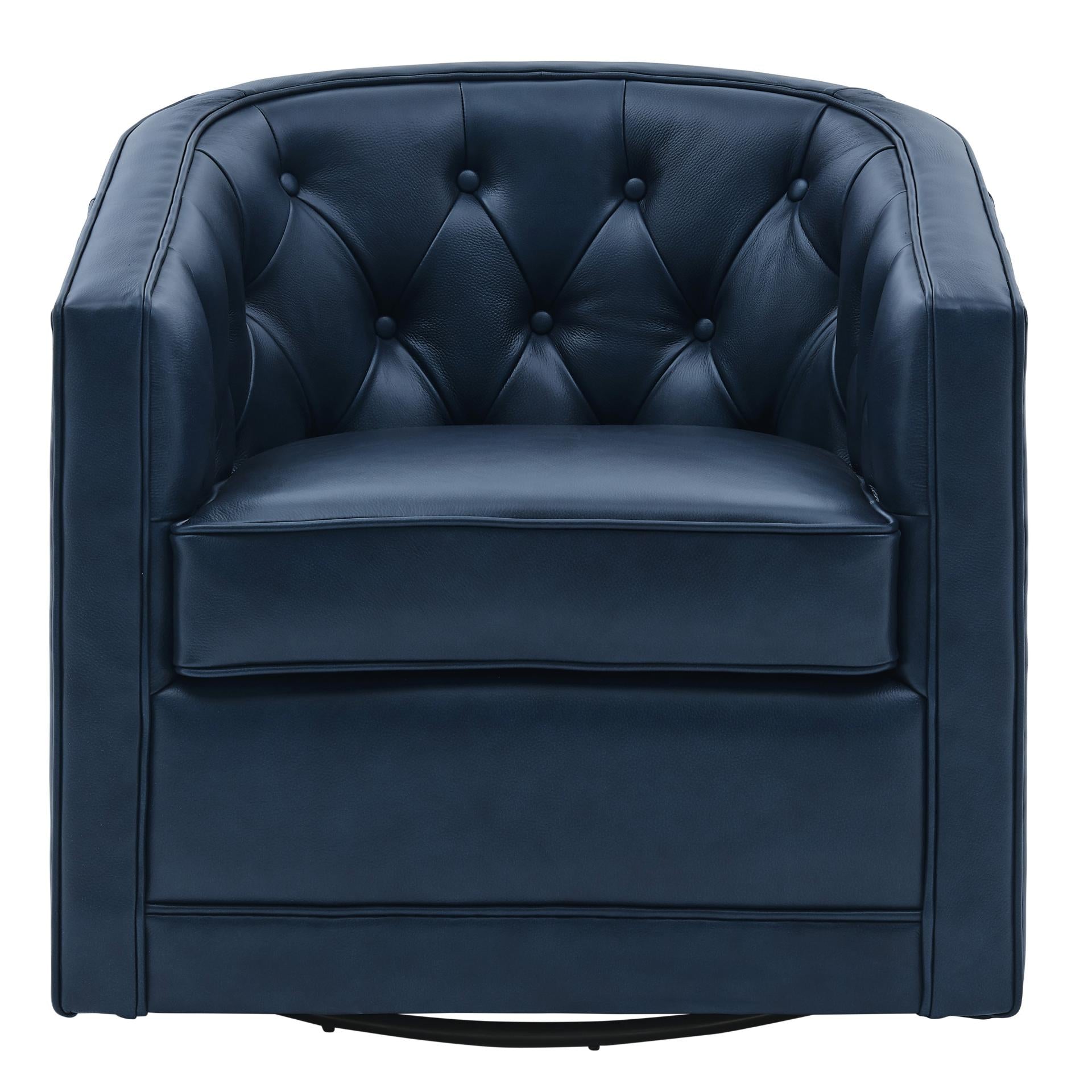 Walsh Top Grain Leather Swivel Accent Arm Chair - What A Room
